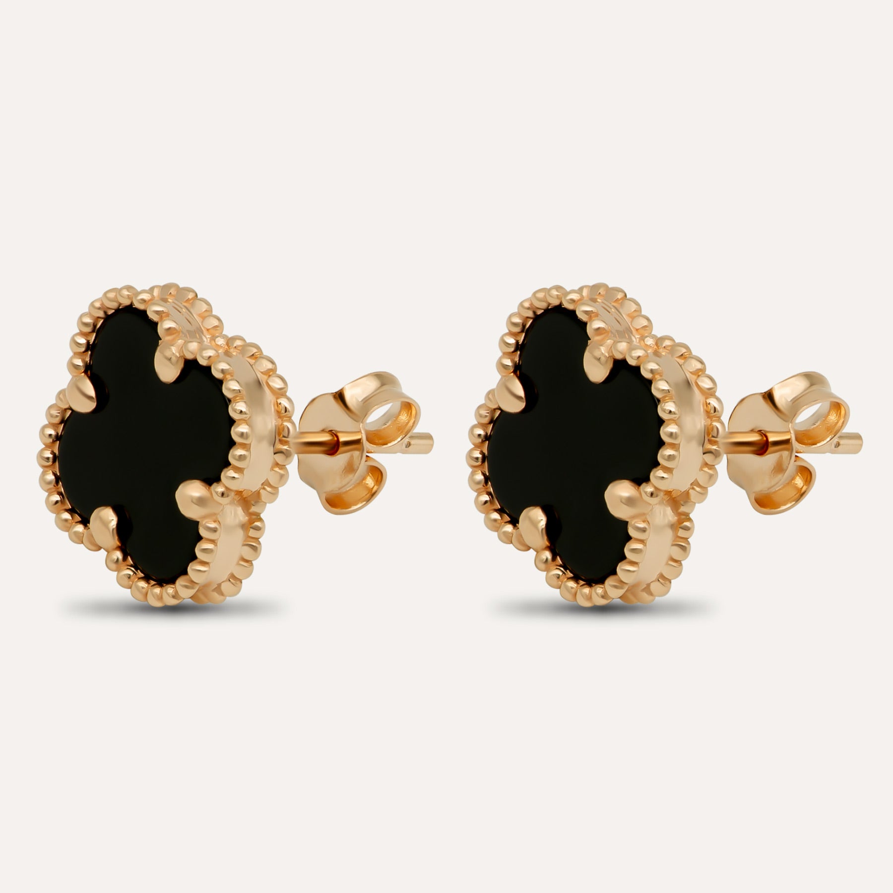 Auksiniai auskarai „Juodi dobilai - vinutės“