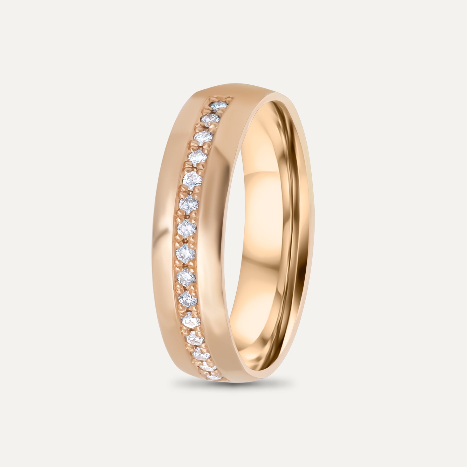 Auksinis Vestuvinis Žiedas „Klasikinis-5mm (Su 15 Briliantų)“