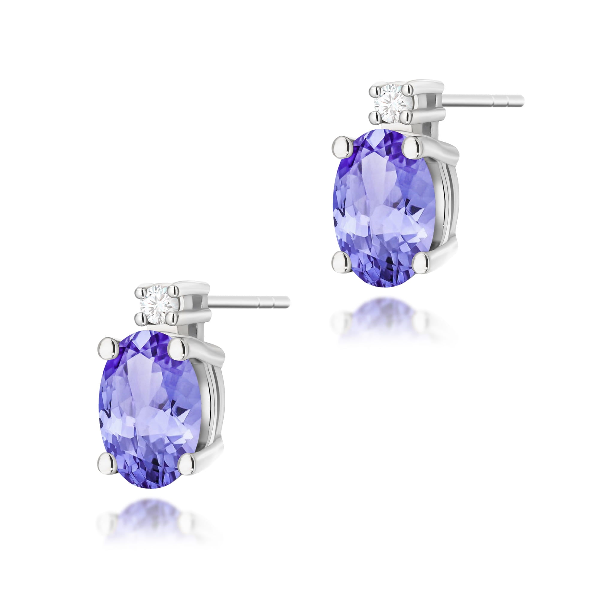 Auksiniai Auskarai Su Tanzanitais Ir Deimantais