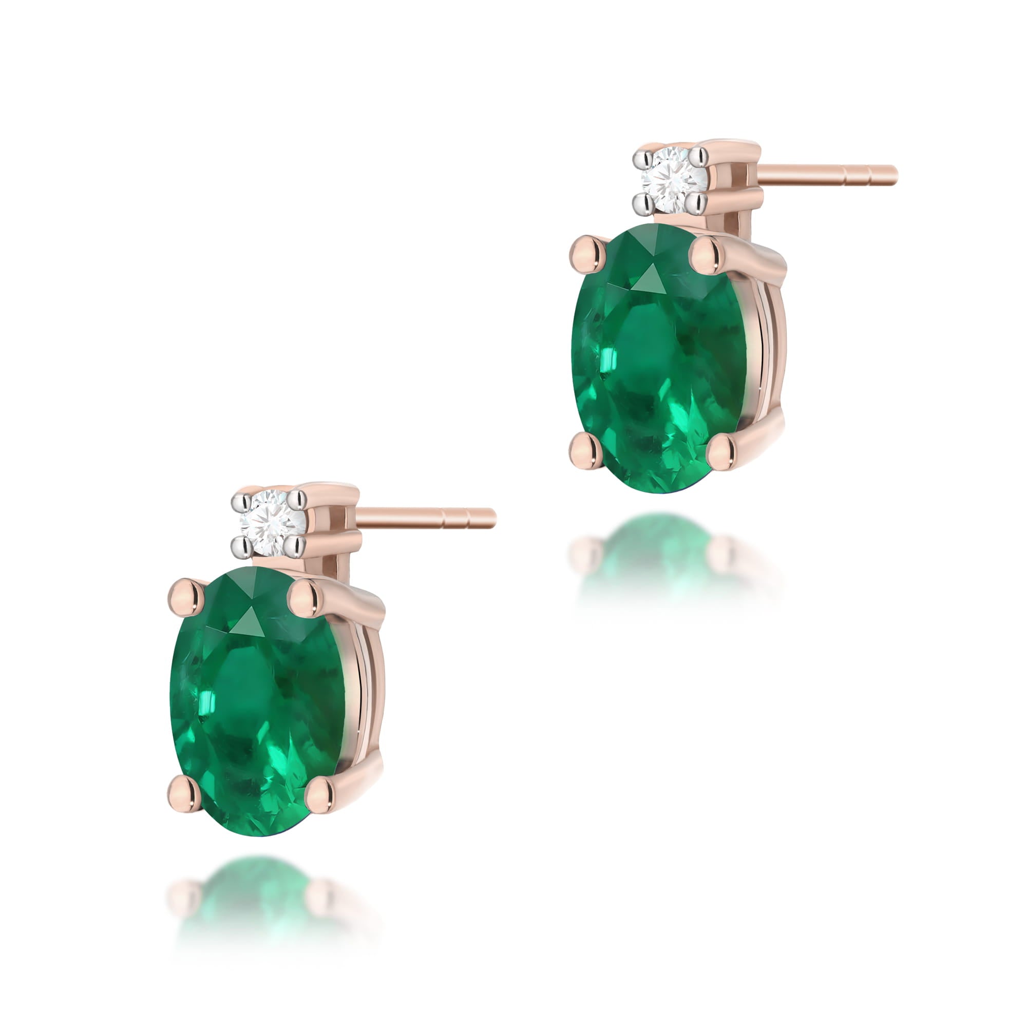 Gold Earrings With Emeralds And Diamonds
