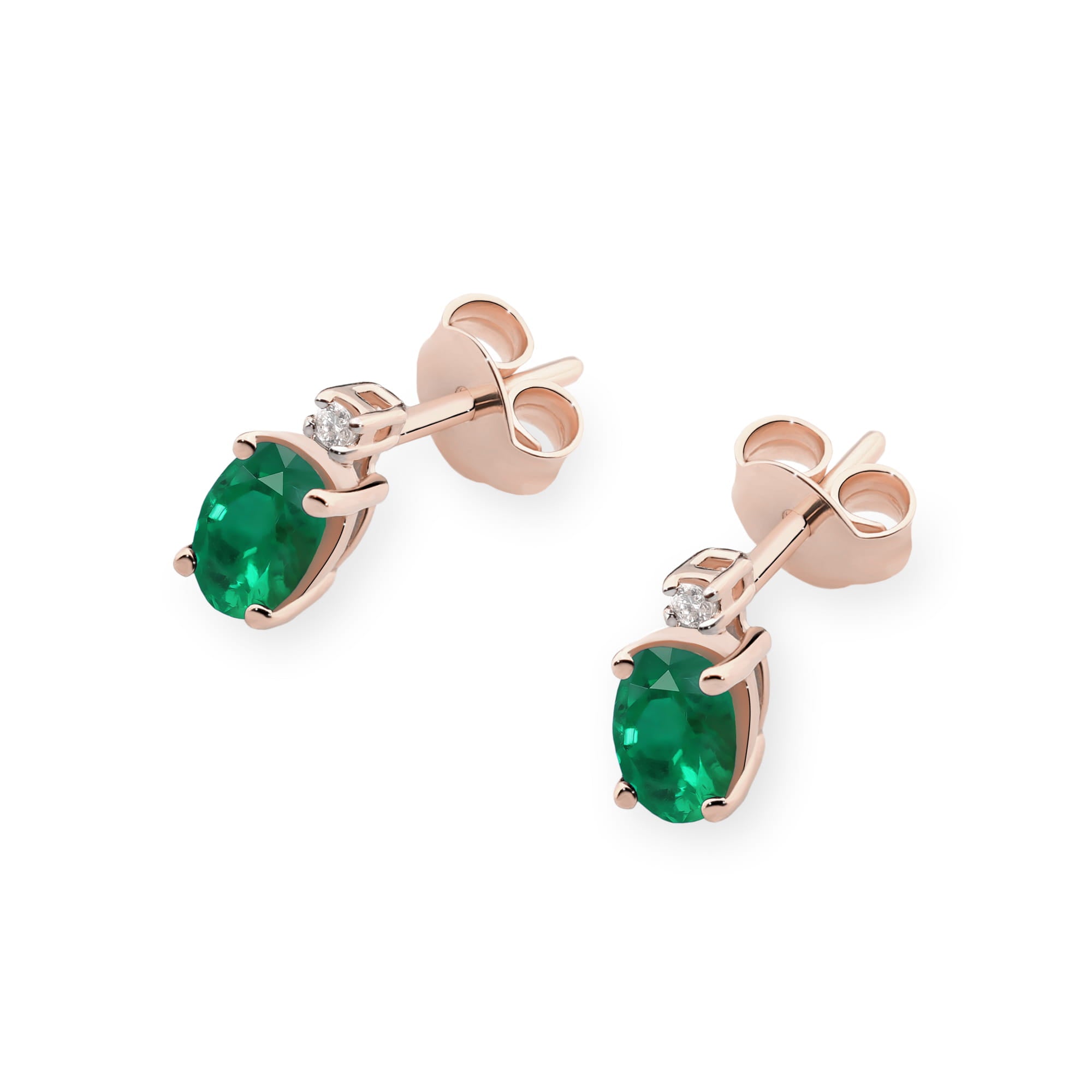 Gold Earrings With Emeralds And Diamonds