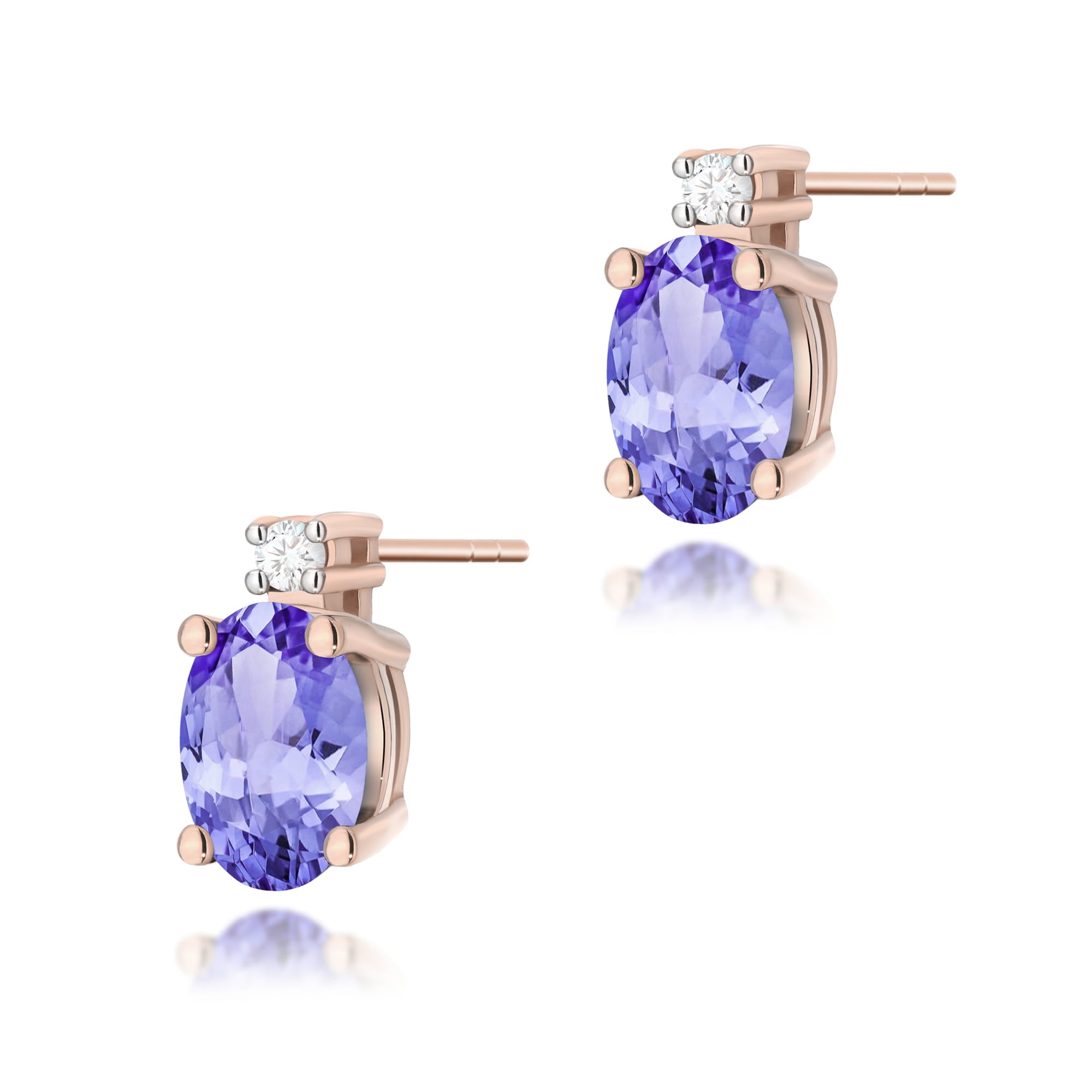 Gold Earrings With Tanzanites And Diamonds