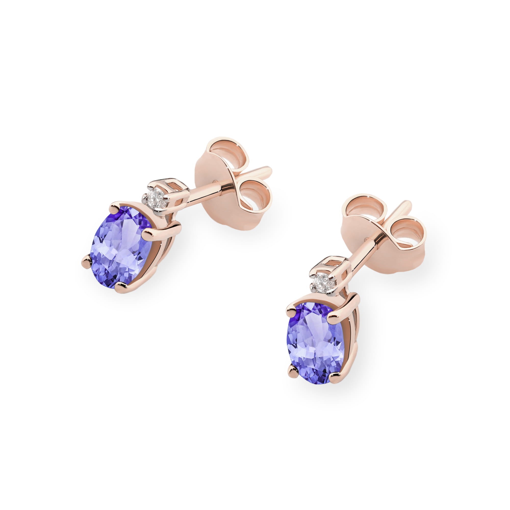 Gold Earrings With Tanzanites And Diamonds
