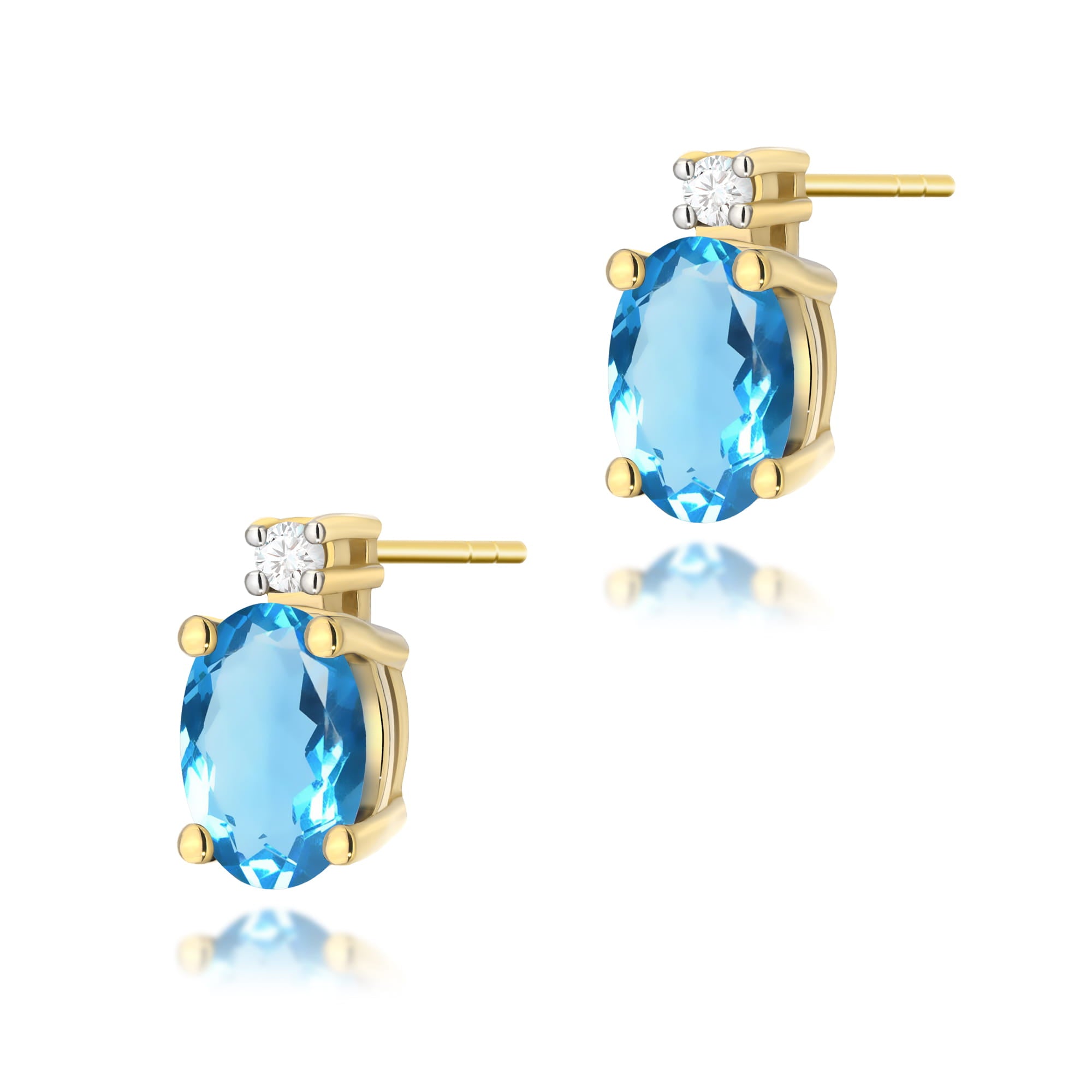 Auksiniai Auskarai Su Topazais Ir Deimantais