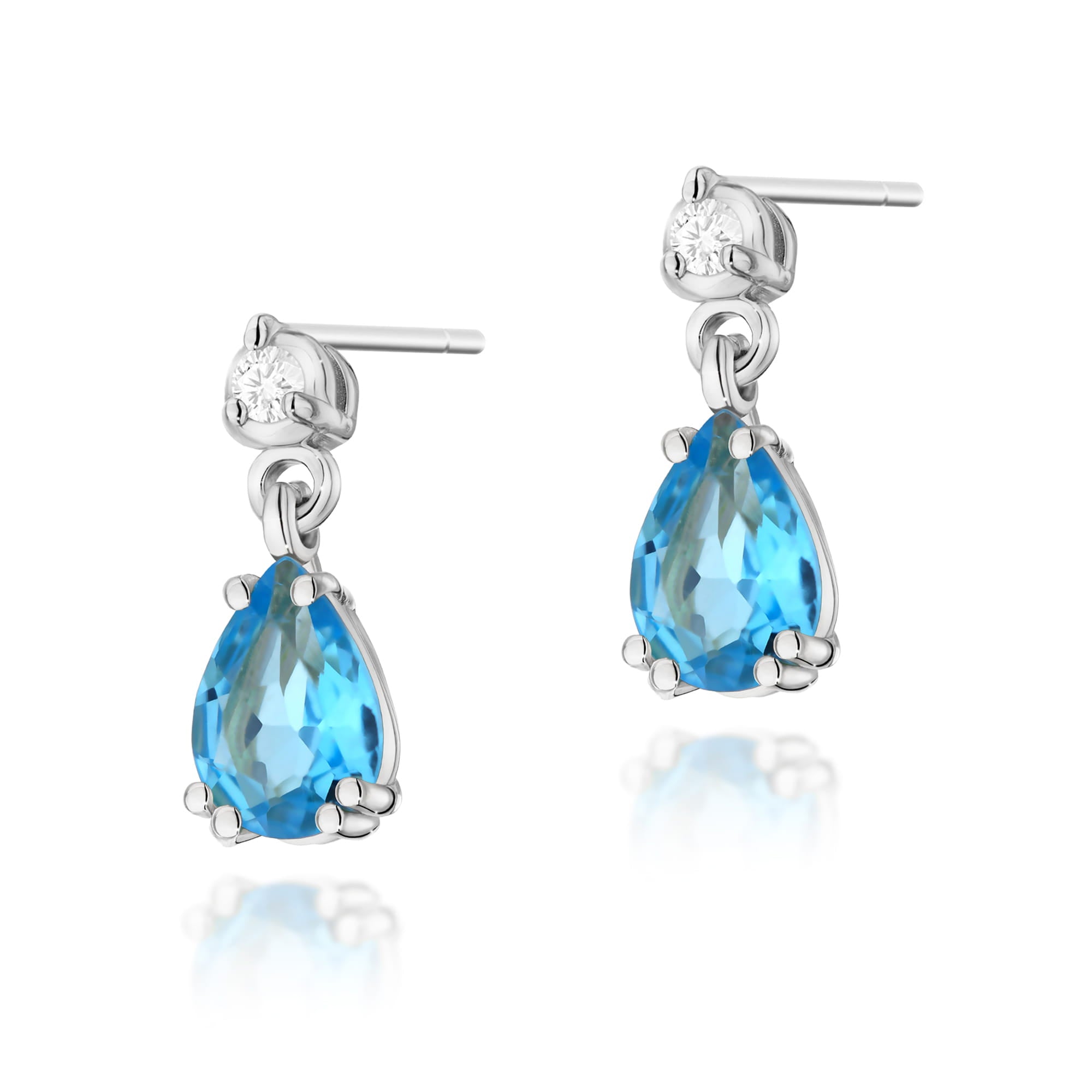 Auksiniai Auskarai Su Topazais Ir Deimantais