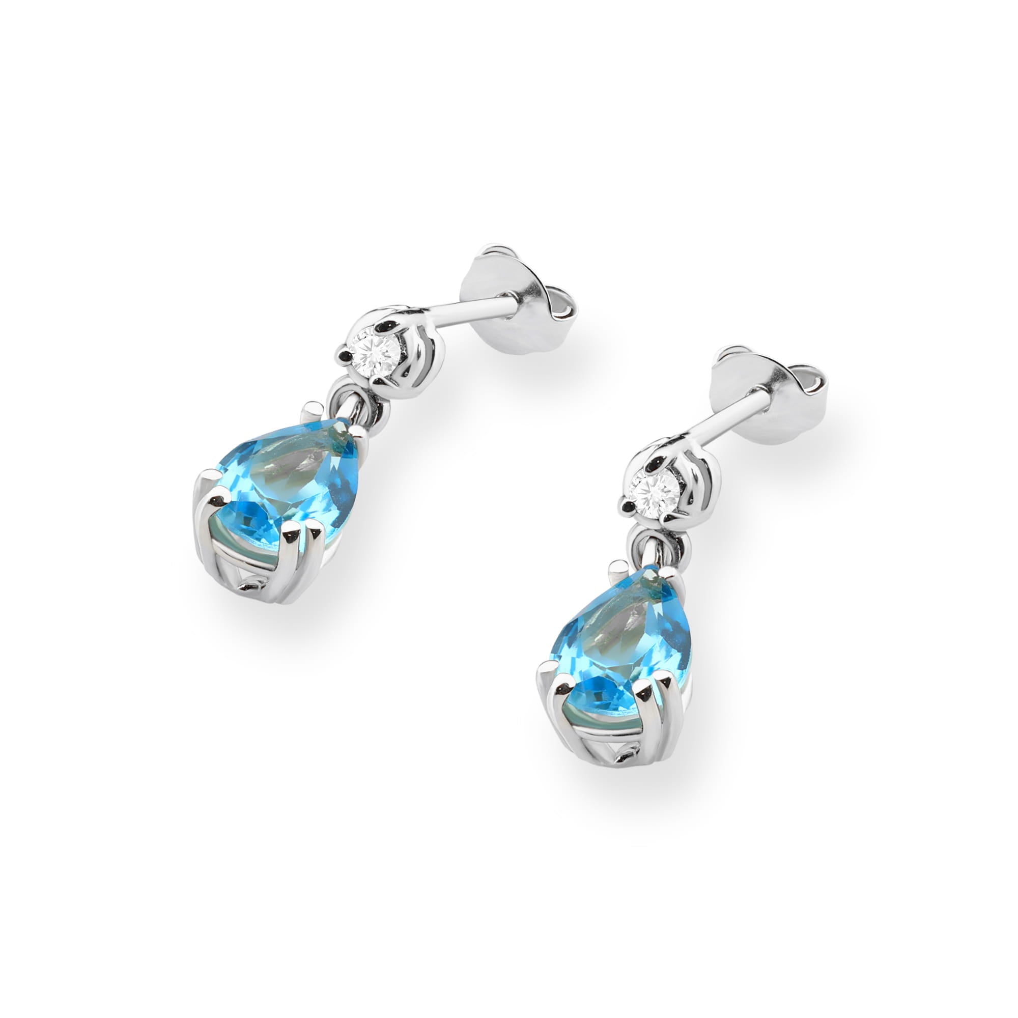 Gold Earrings With Topazes And Diamonds