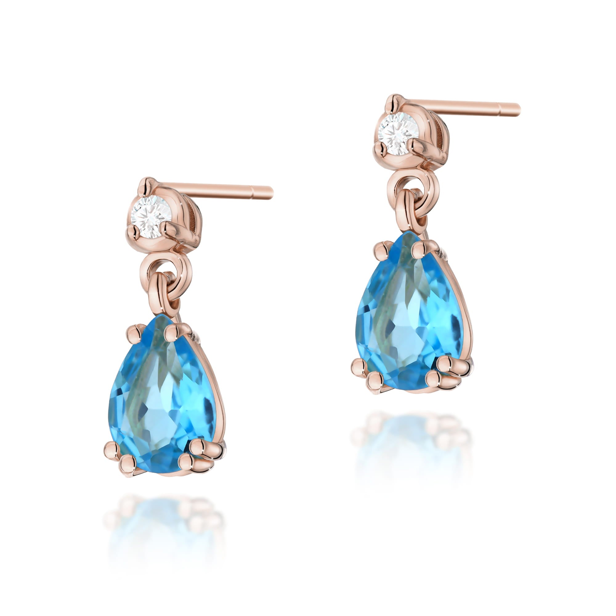 Gold Earrings With Topazes And Diamonds