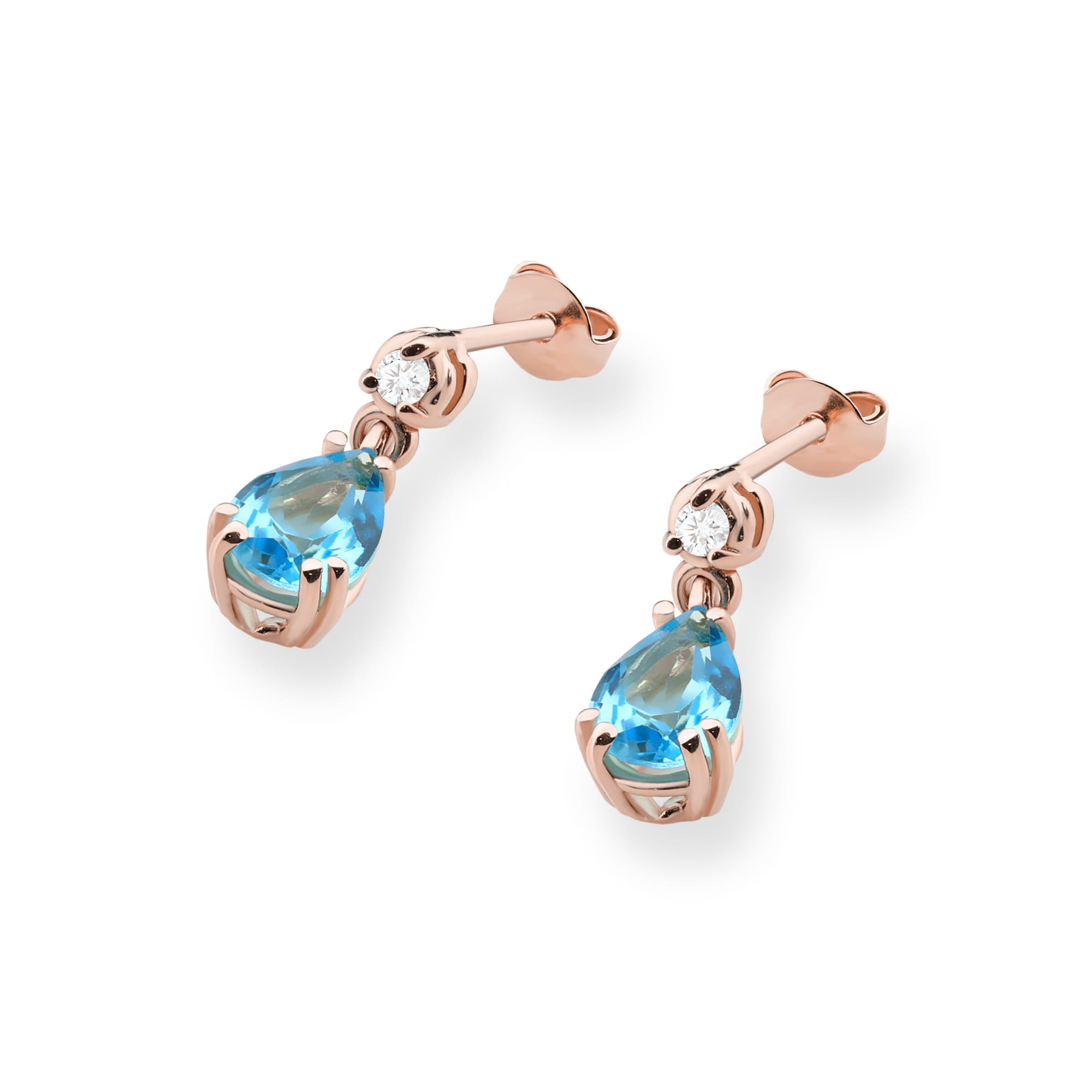 Gold Earrings With Topazes And Diamonds