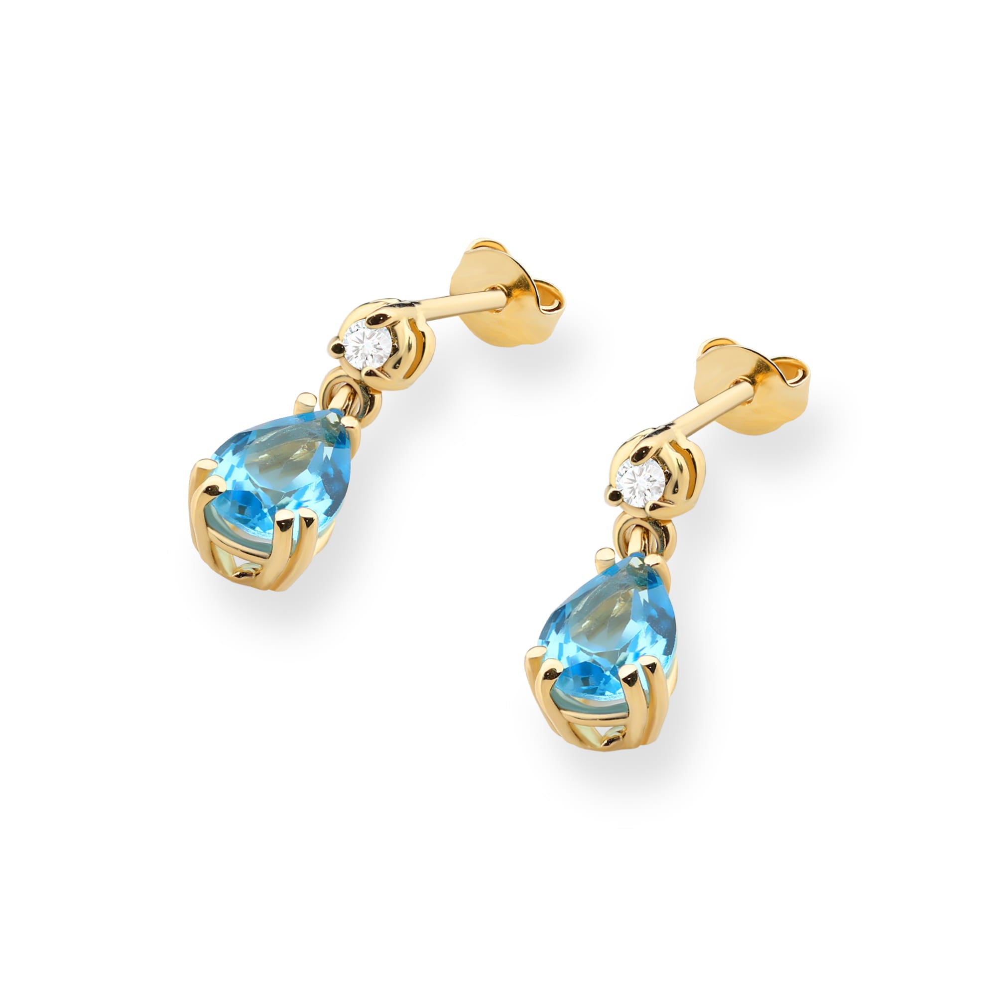 Gold Earrings With Topazes And Diamonds