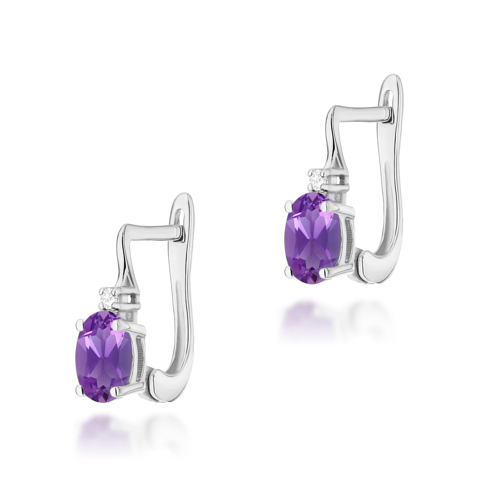 Gold Earrings With Amethysts And Diamonds