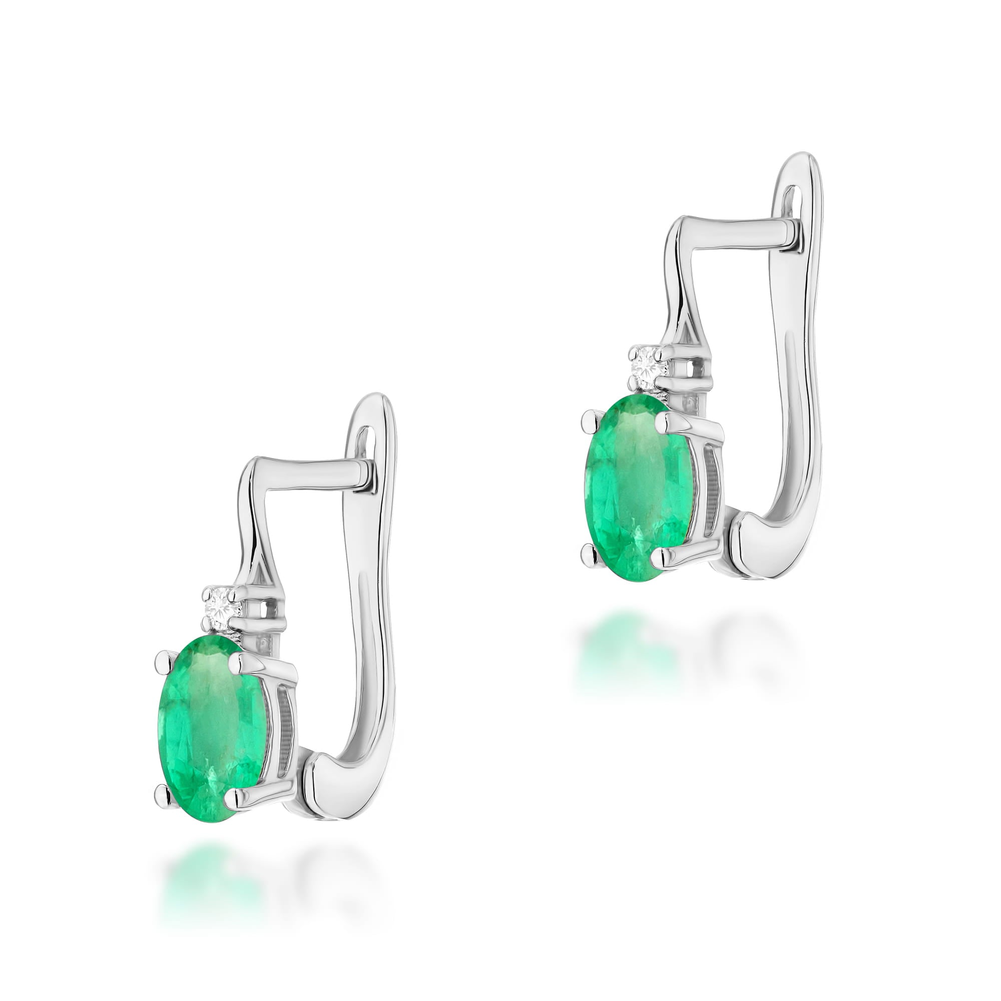 Auksiniai Auskarai Su Smaragdais Ir Deimantais