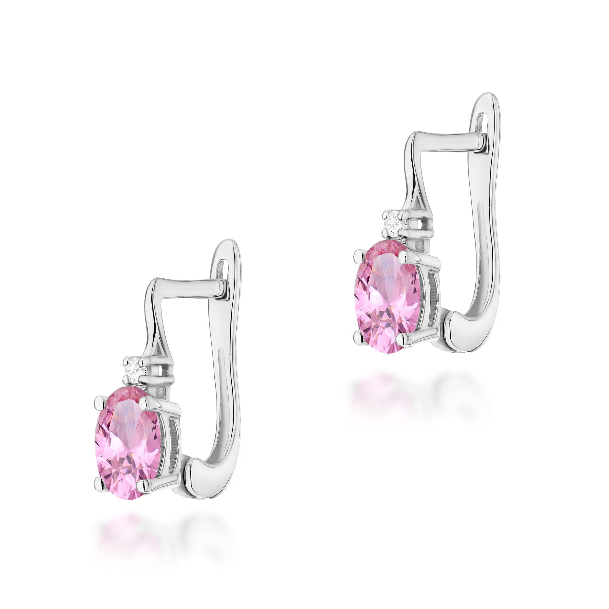 Auksiniai Auskarai Su Rožiniais Safyrais Ir Deimantais