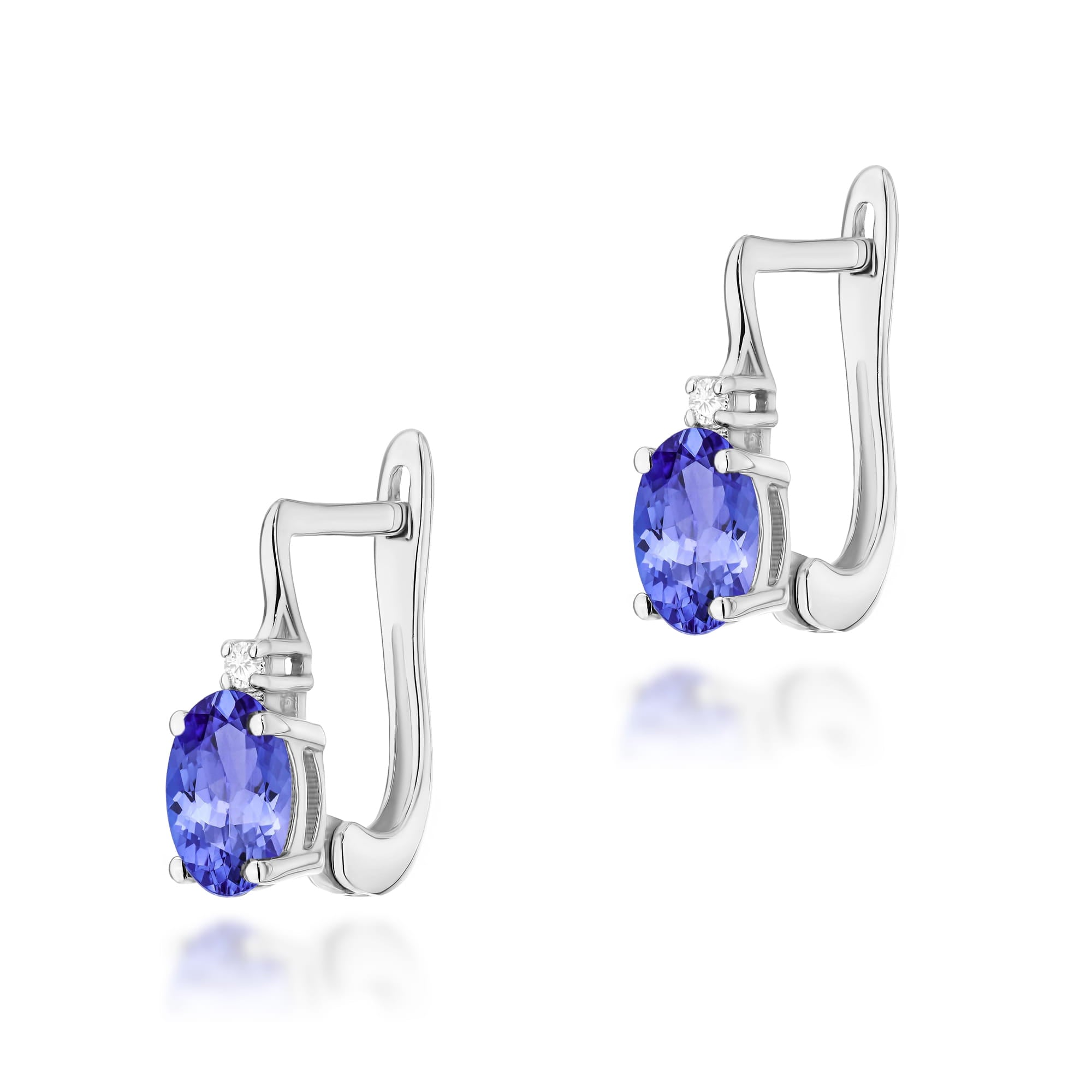 Auksiniai Auskarai Su Tanzanitais Ir Deimantais