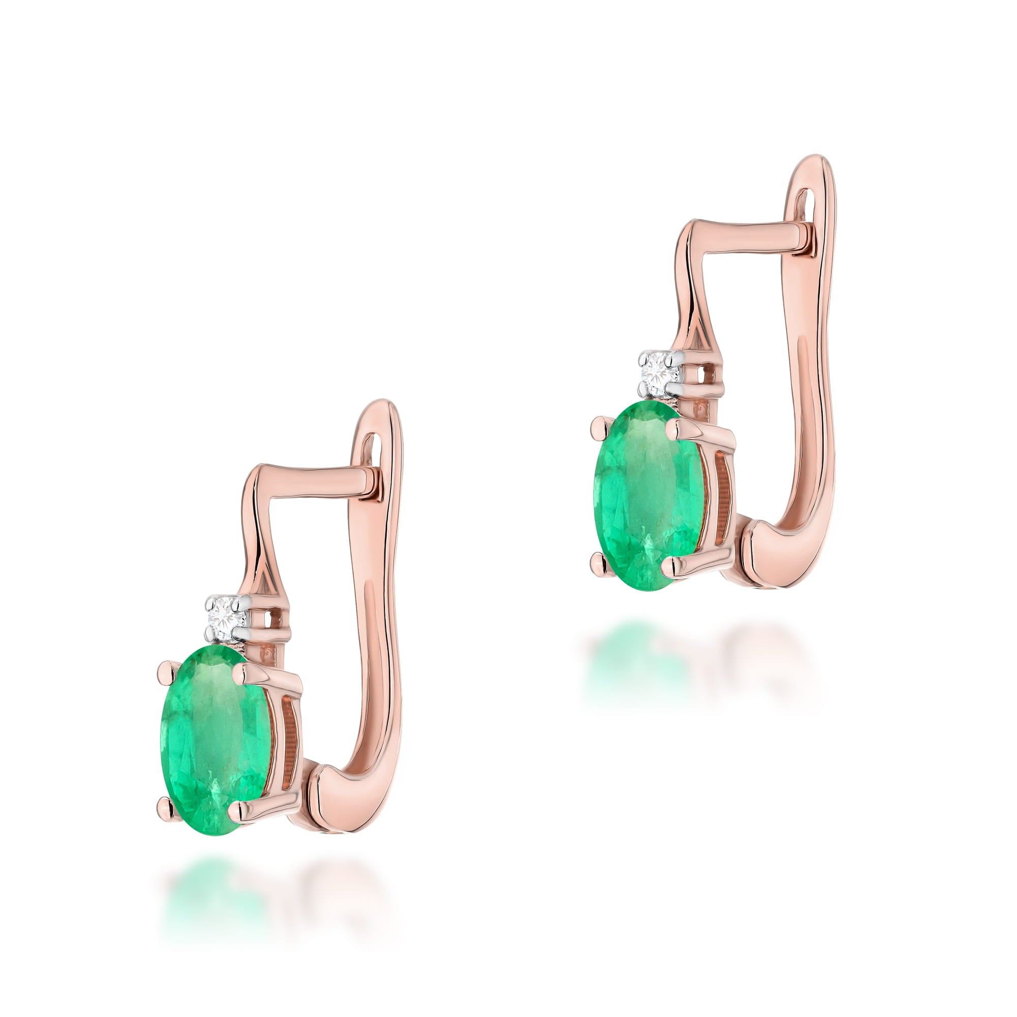 Gold Earrings With Emeralds And Diamonds