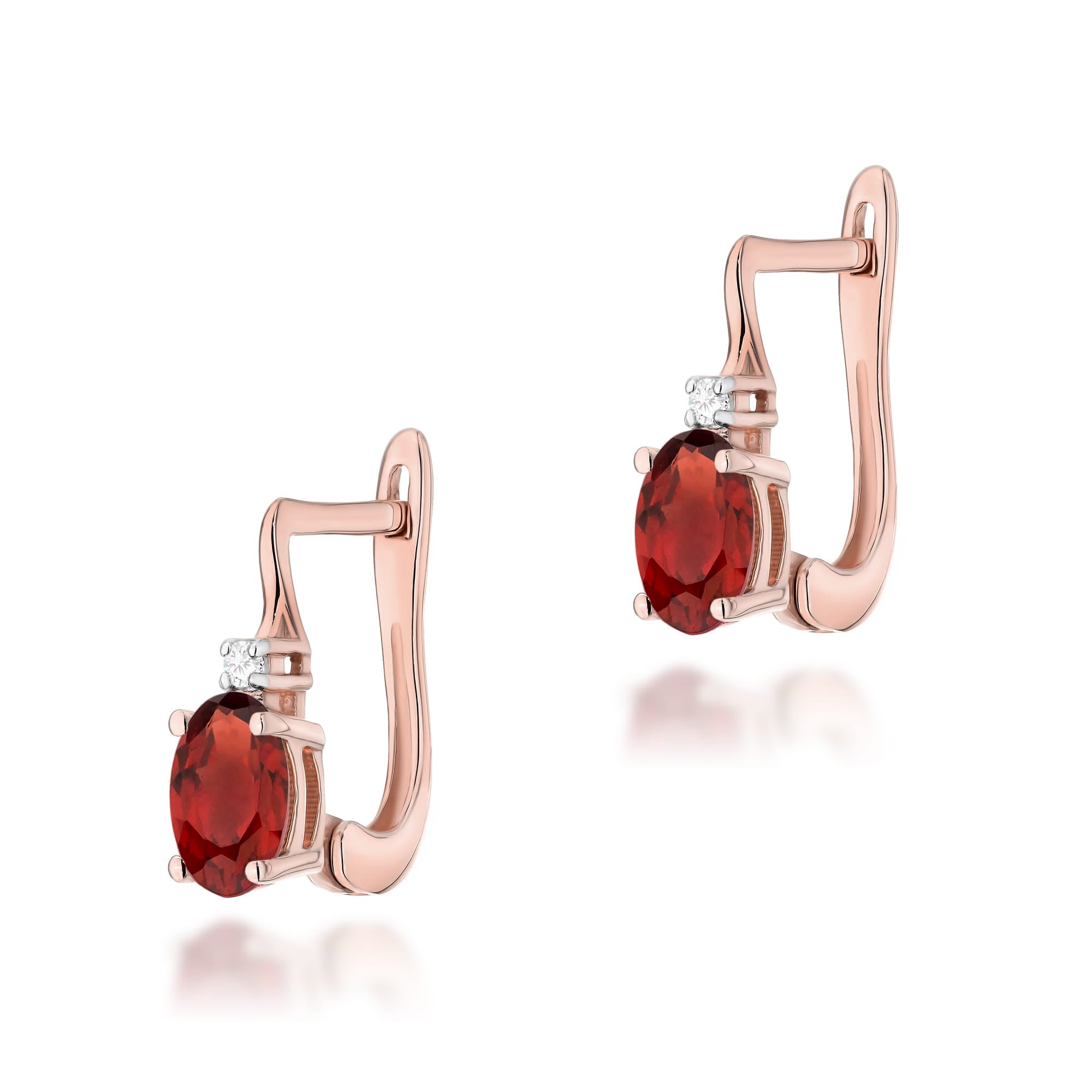 Gold Earrings With Garnets And Diamonds
