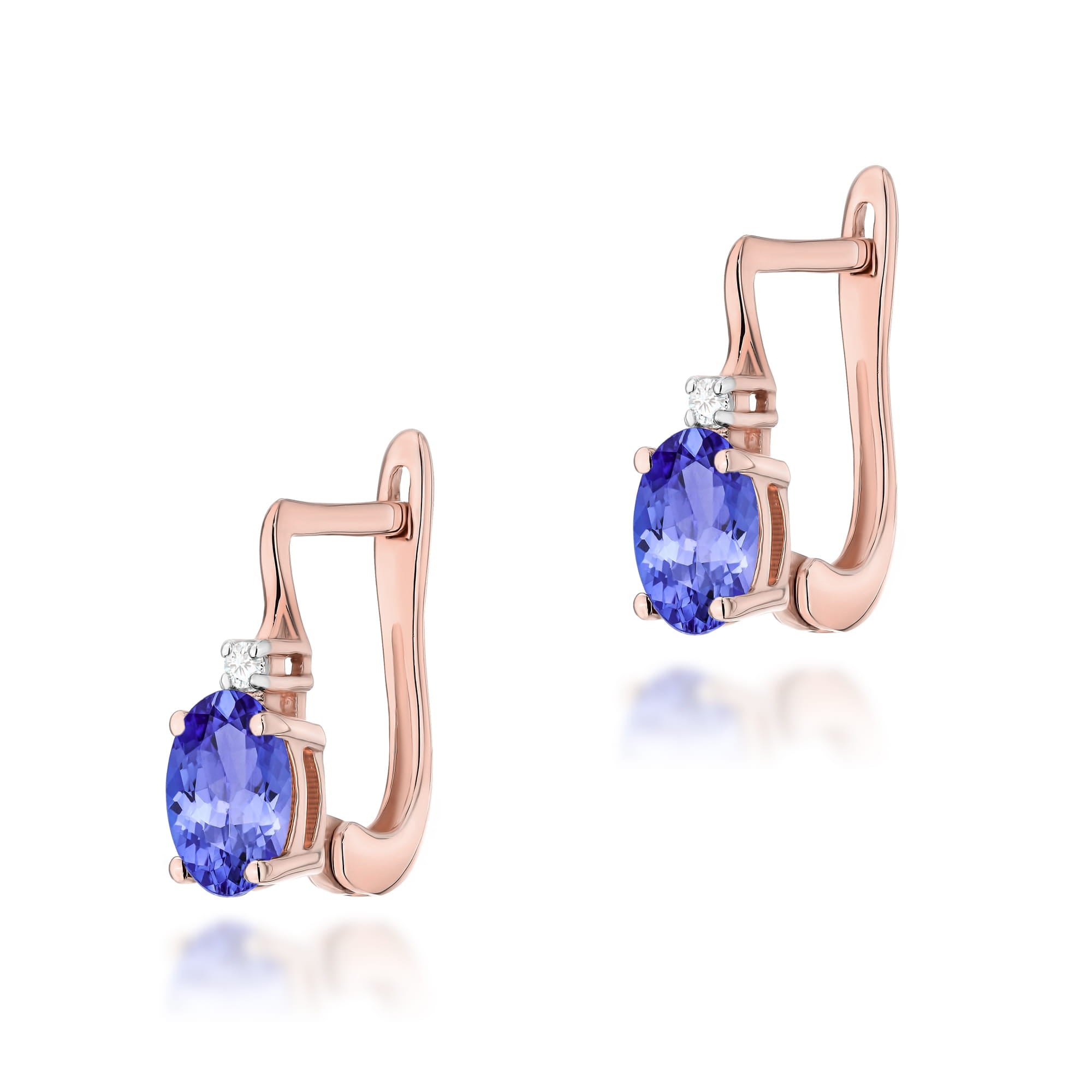 Gold Earrings With Tanzanites And Diamonds