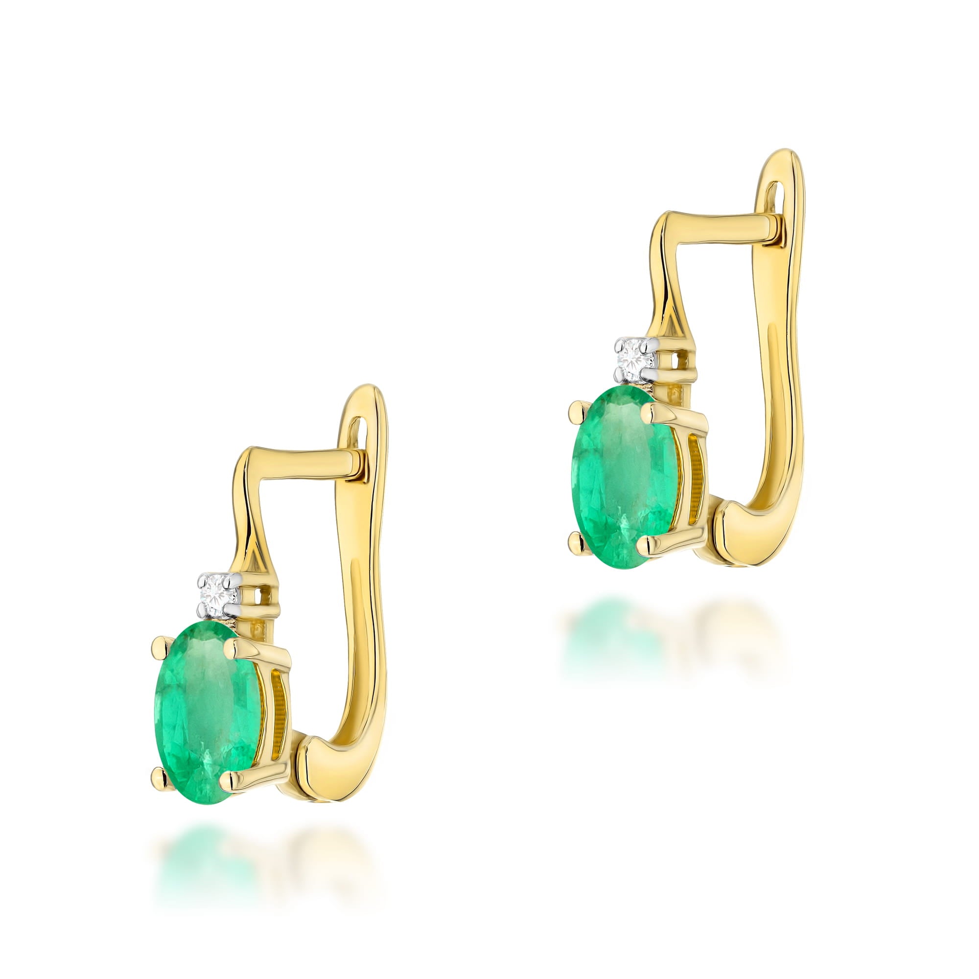 Auksiniai Auskarai Su Smaragdais Ir Deimantais