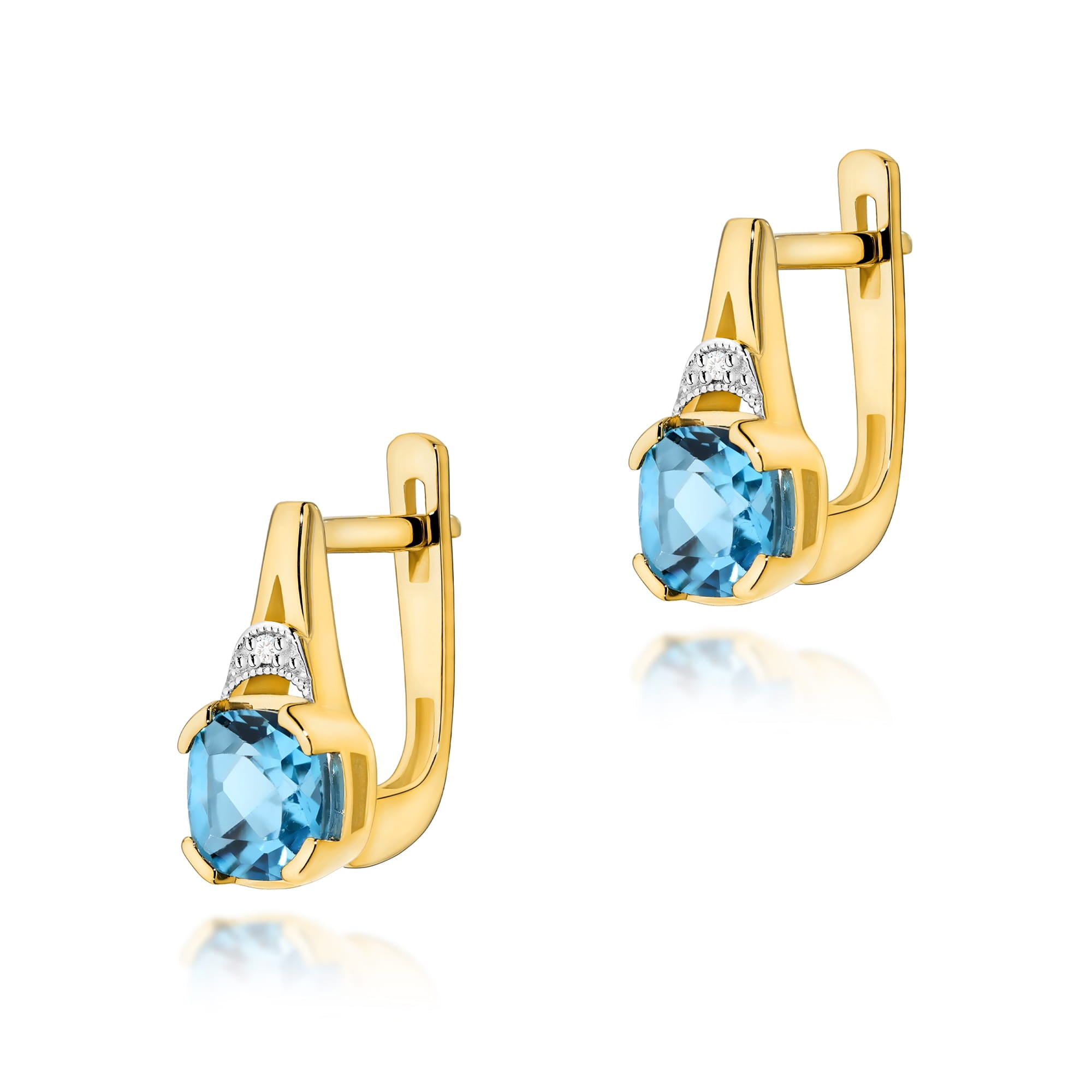 Gold Earrings With Topazes And Diamonds