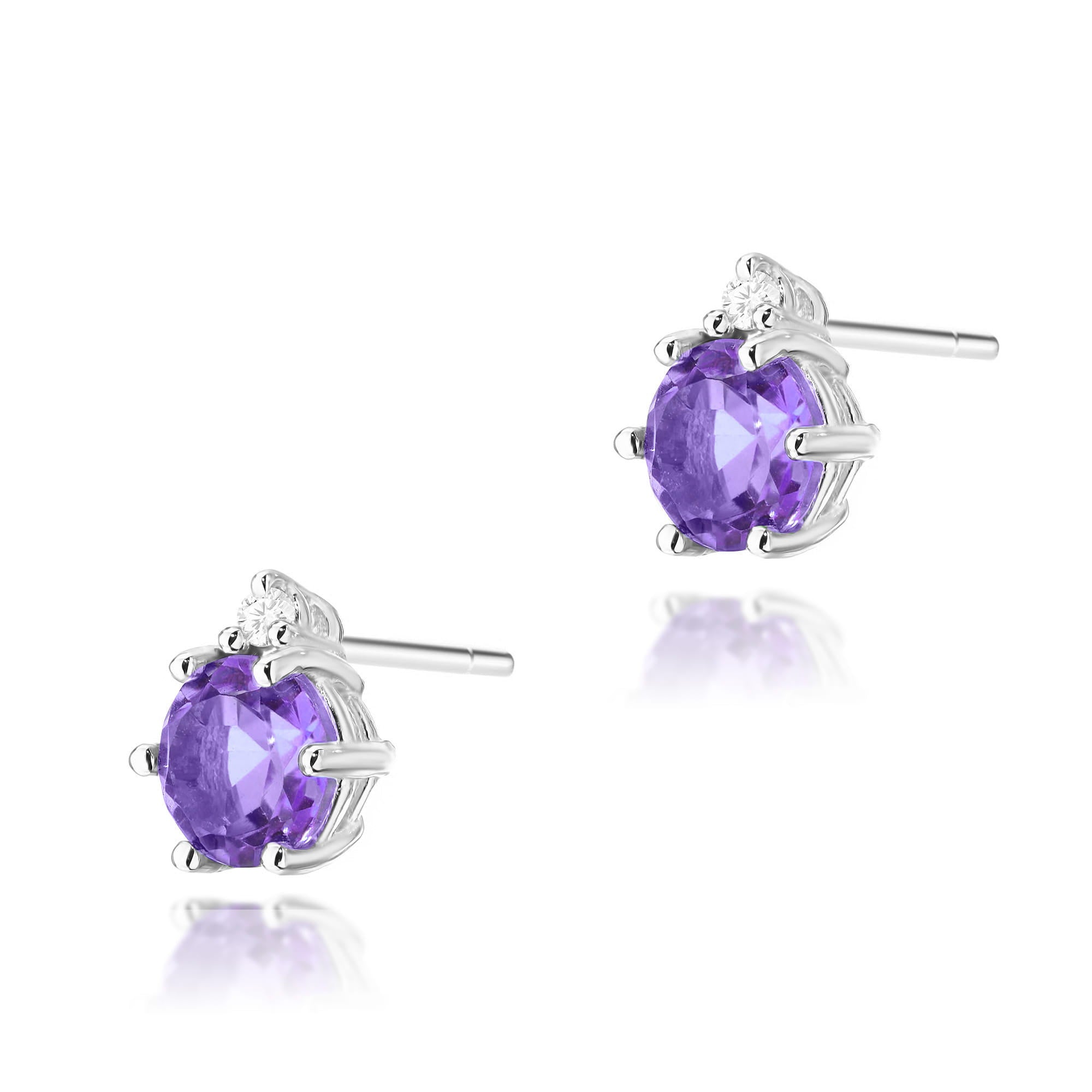 Gold Earrings With Amethysts And Diamonds