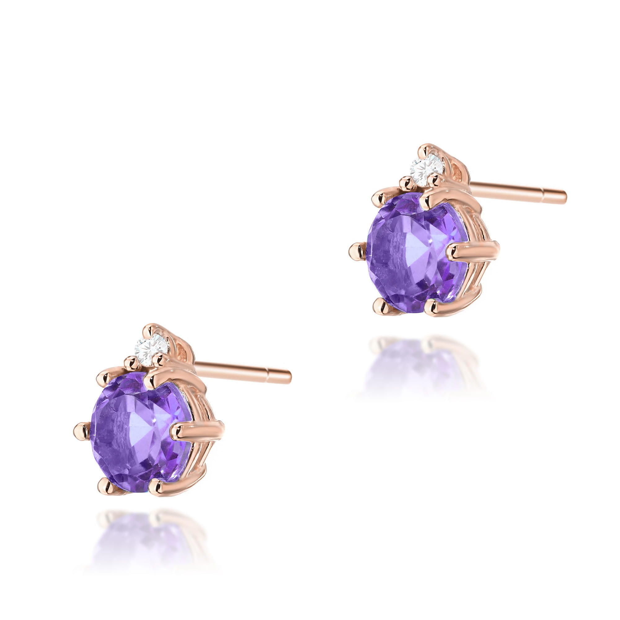 Gold Earrings With Amethysts And Diamonds