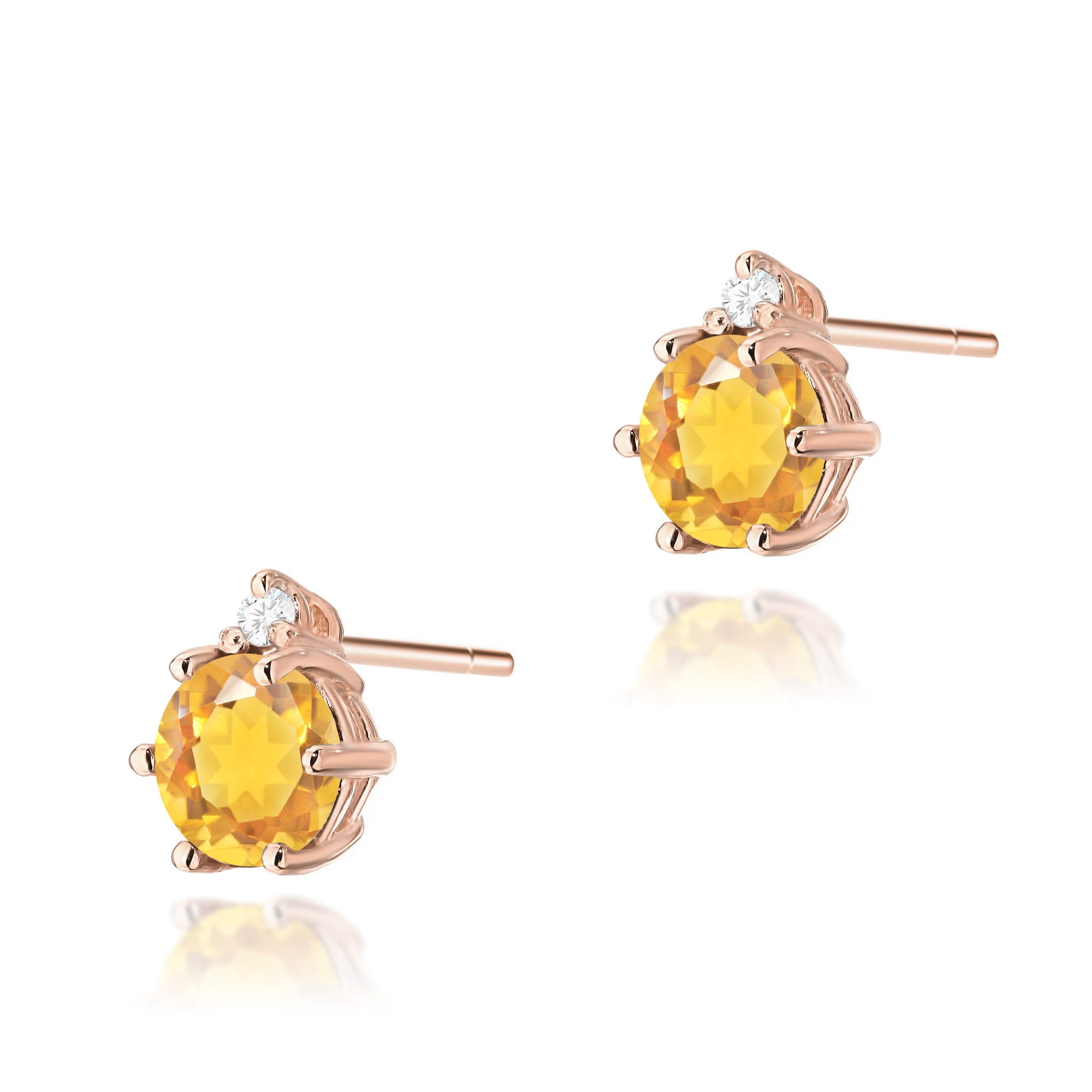 Gold Earrings With Citrine And Diamonds