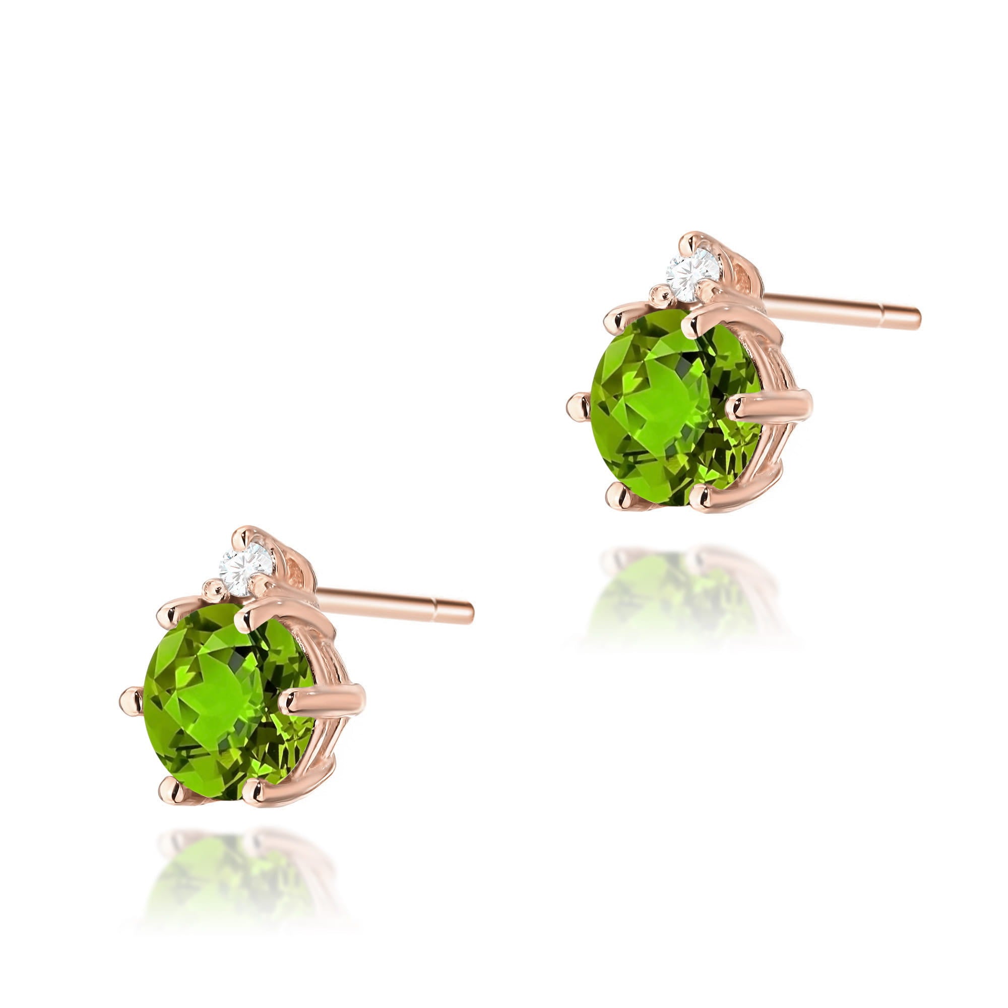 Gold Earrings With Peridots And Diamonds