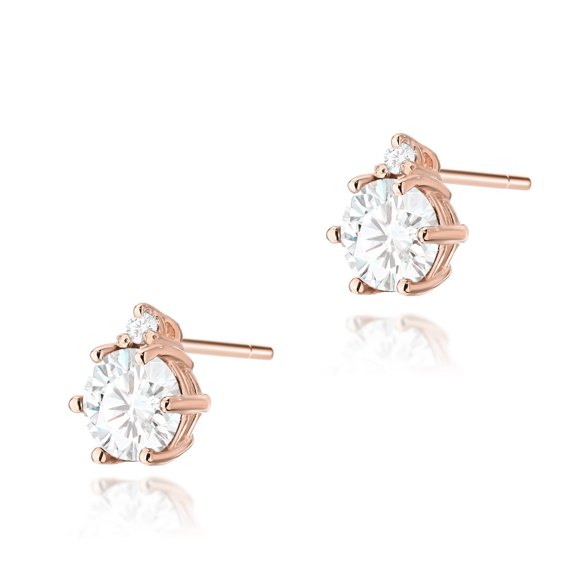 Gold Earrings With White Sapphires And Diamonds
