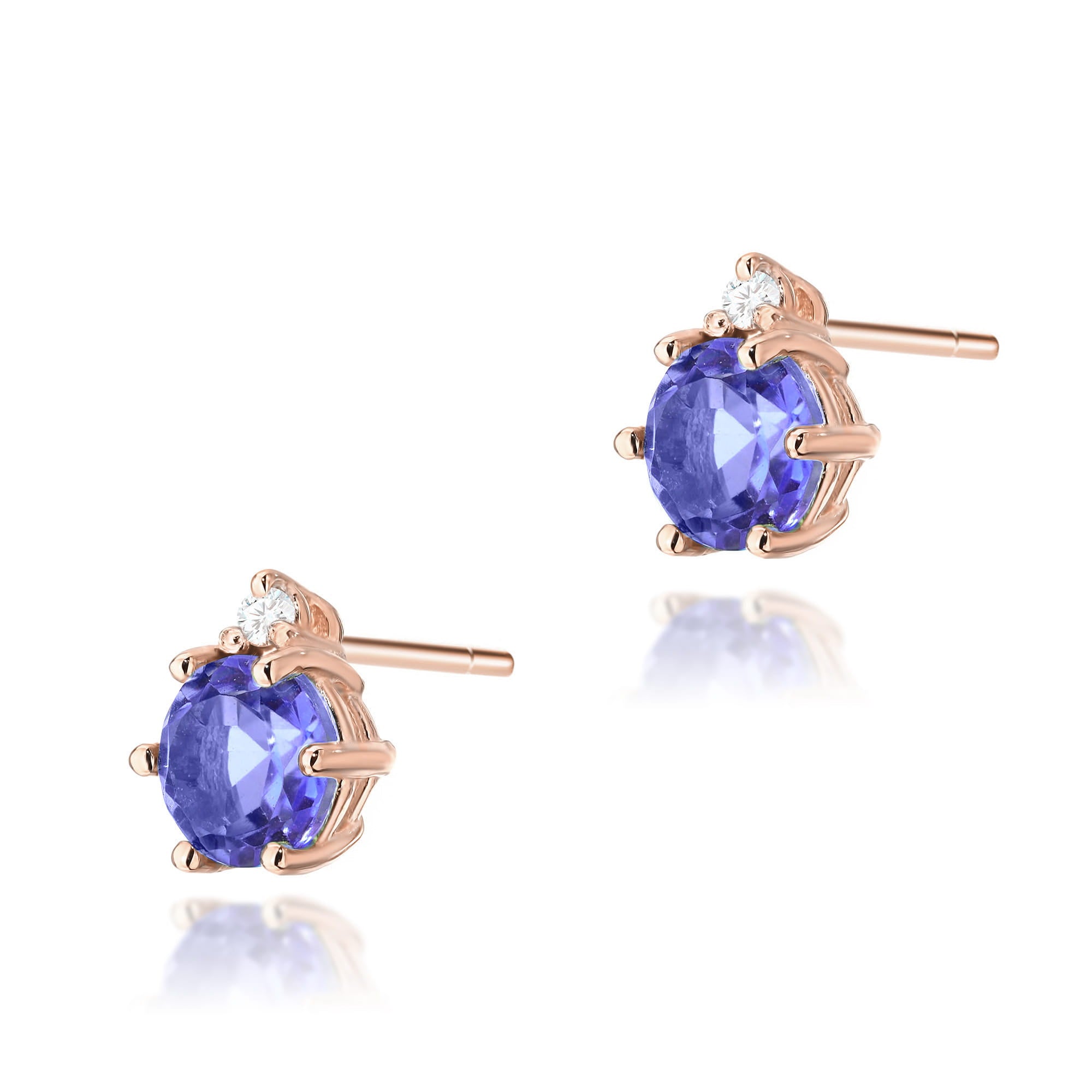 Gold Earrings With Tanzanites And Diamonds