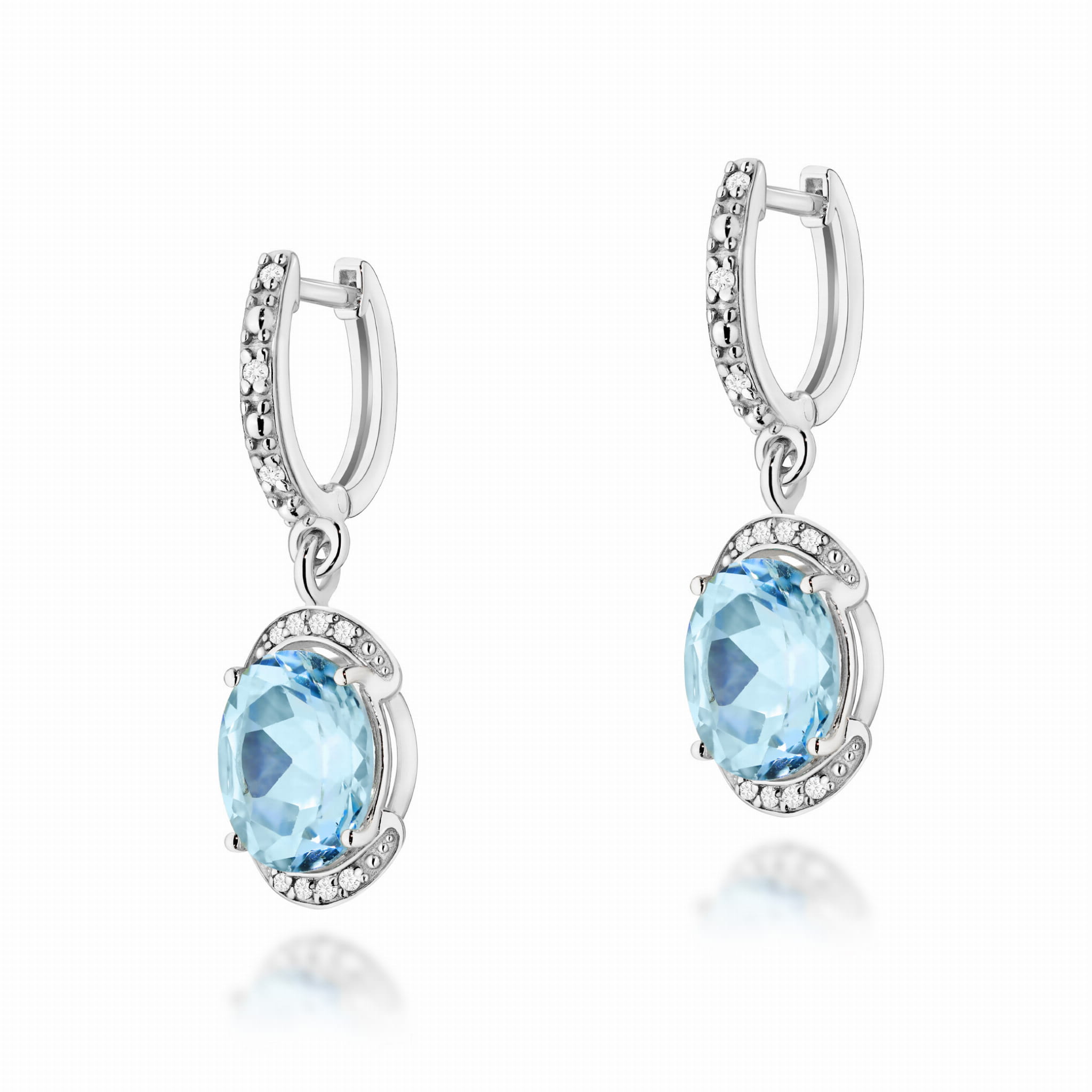 Gold Earrings With Topazes And Diamonds