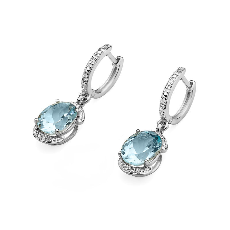 Auksiniai Auskarai Su Topazais Ir Deimantais