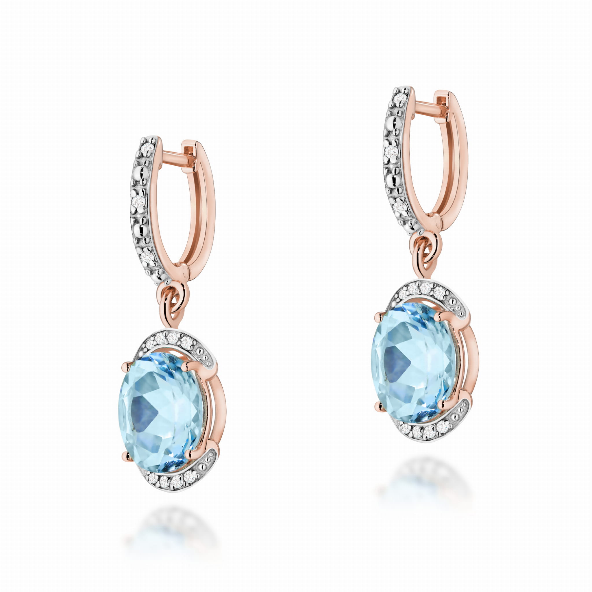 Gold Earrings With Topazes And Diamonds