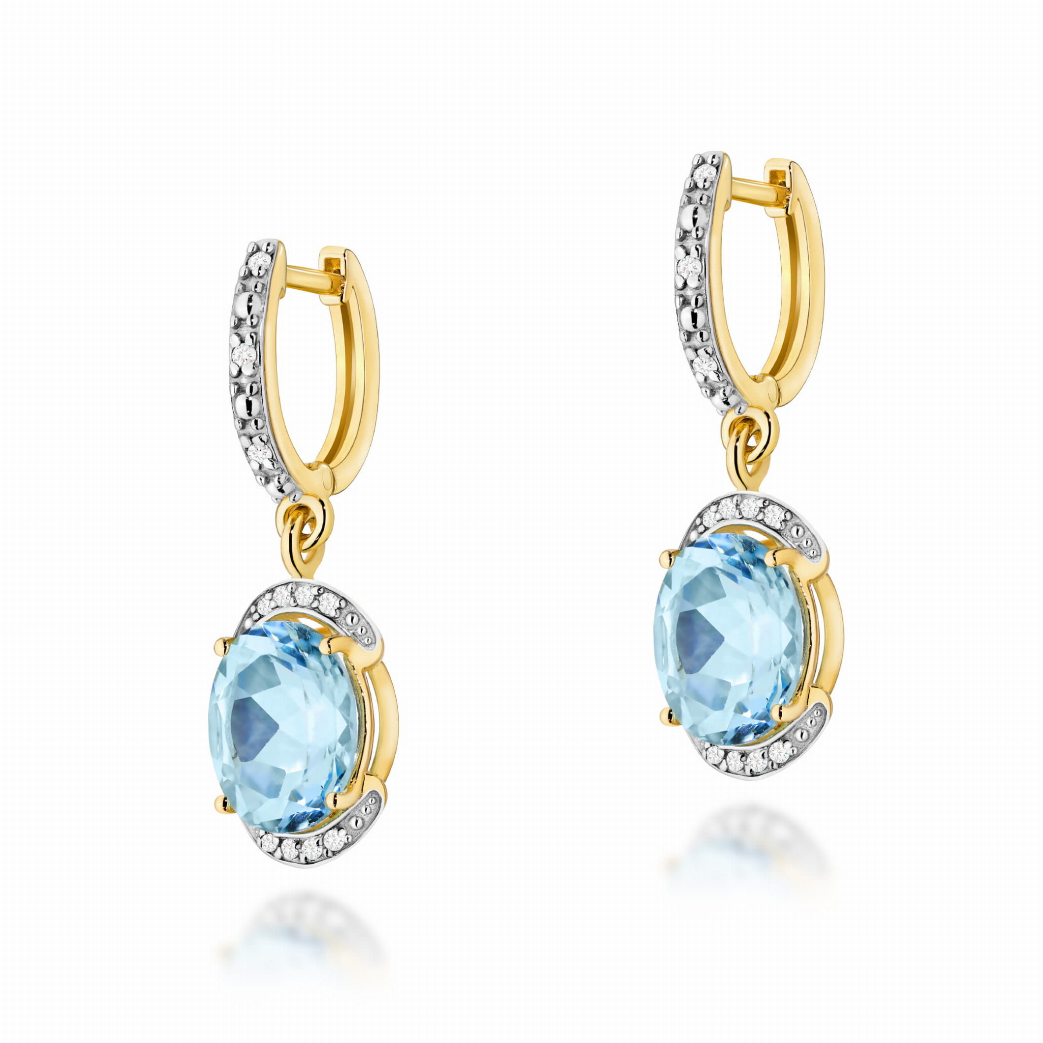 Auksiniai Auskarai Su Topazais Ir Deimantais