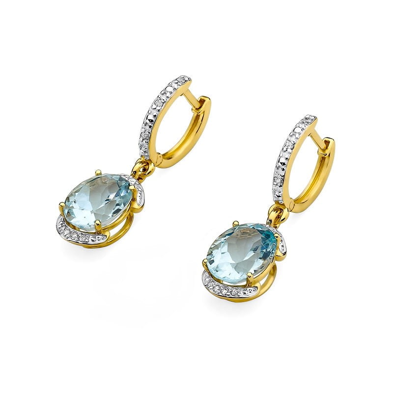 Auksiniai Auskarai Su Topazais Ir Deimantais