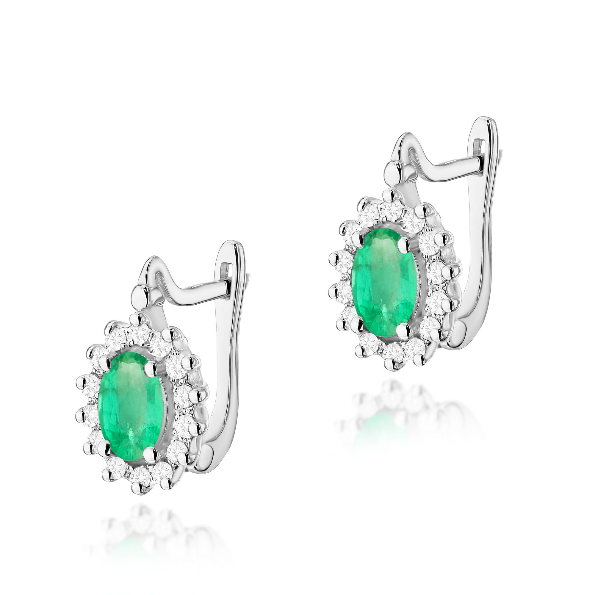 Gold Earrings With Emeralds And Diamonds