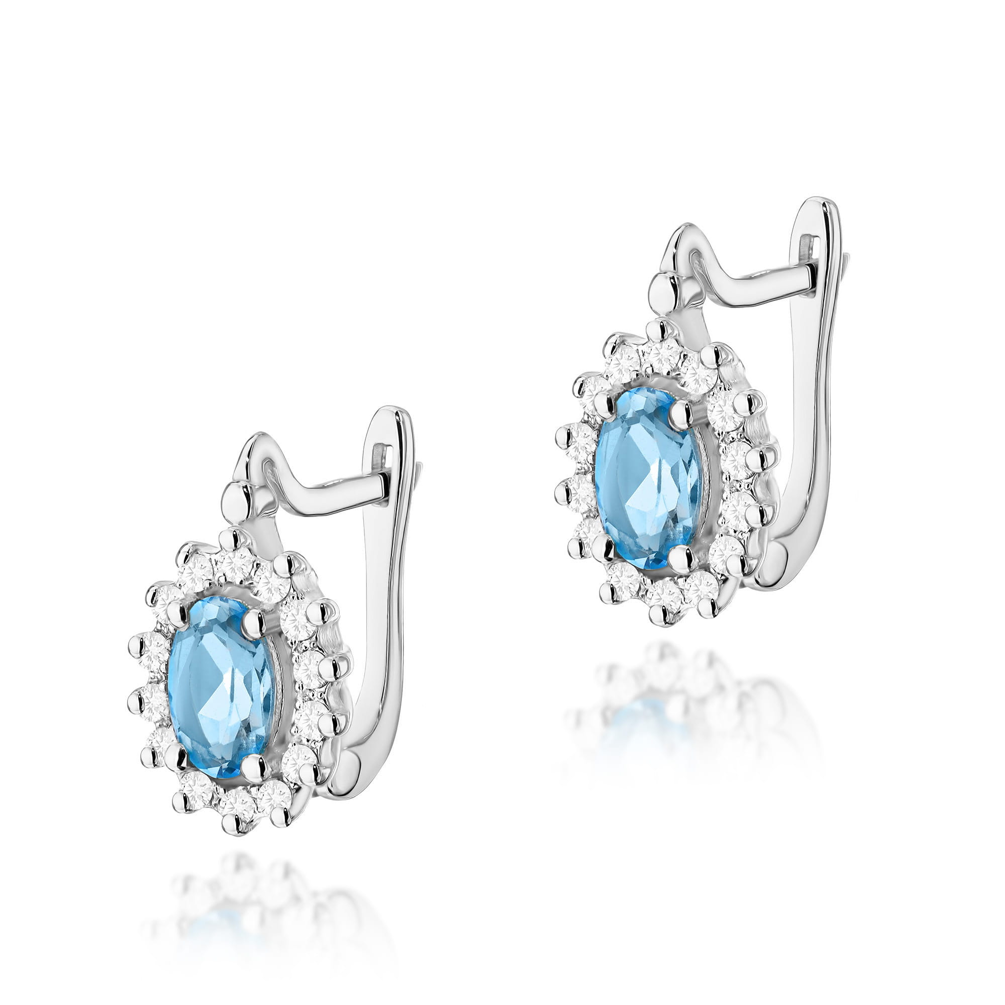 Gold Earrings With Topazes And Diamonds