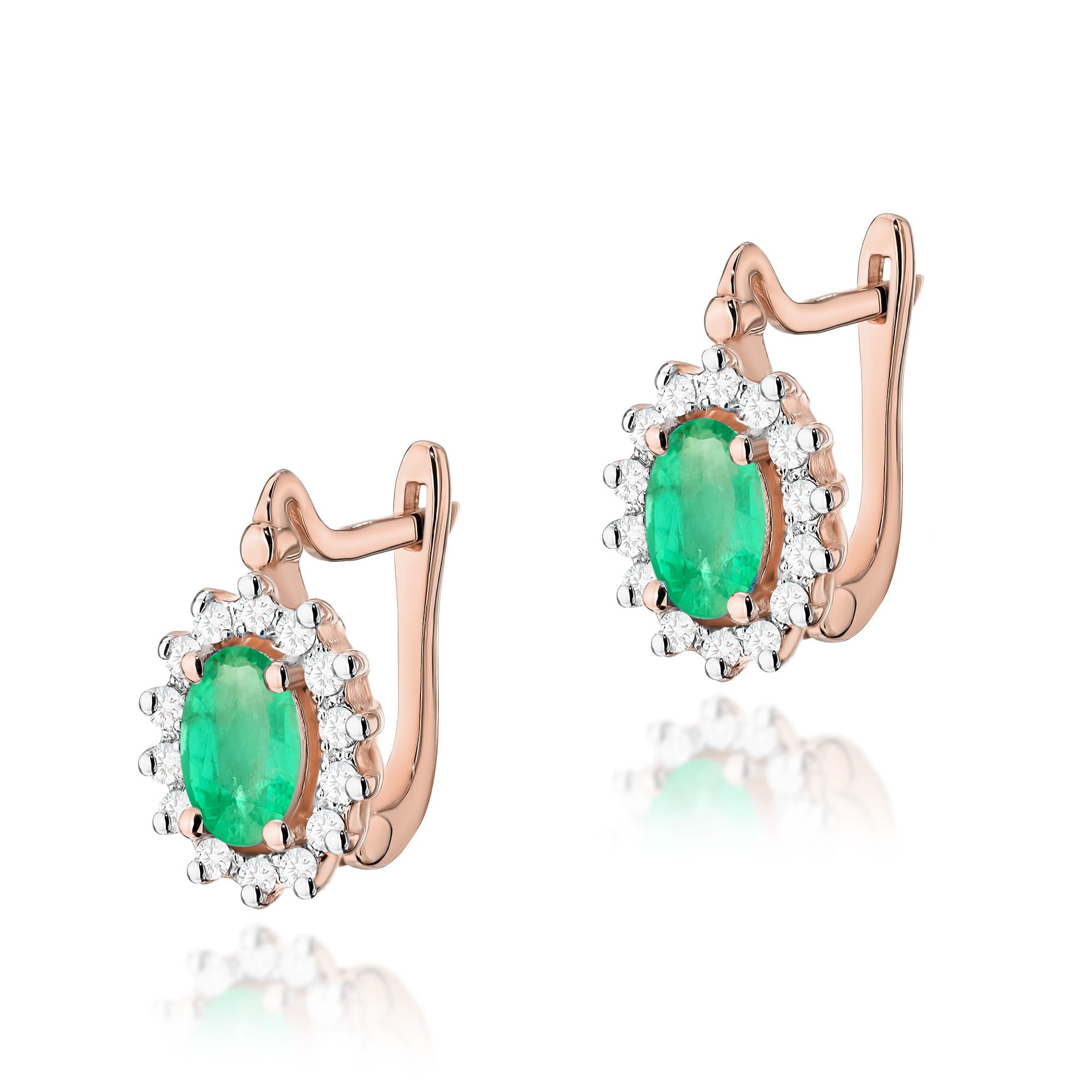 Gold Earrings With Emeralds And Diamonds