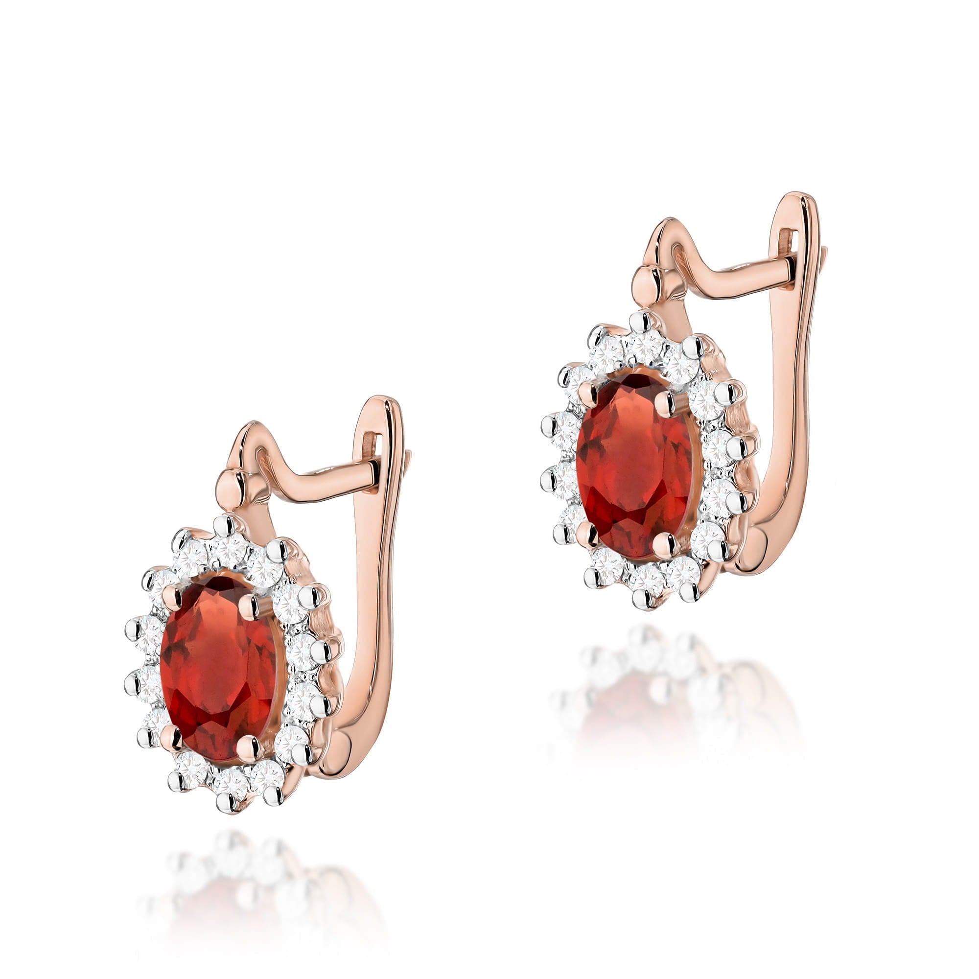 Gold Earrings With Garnets And Diamonds