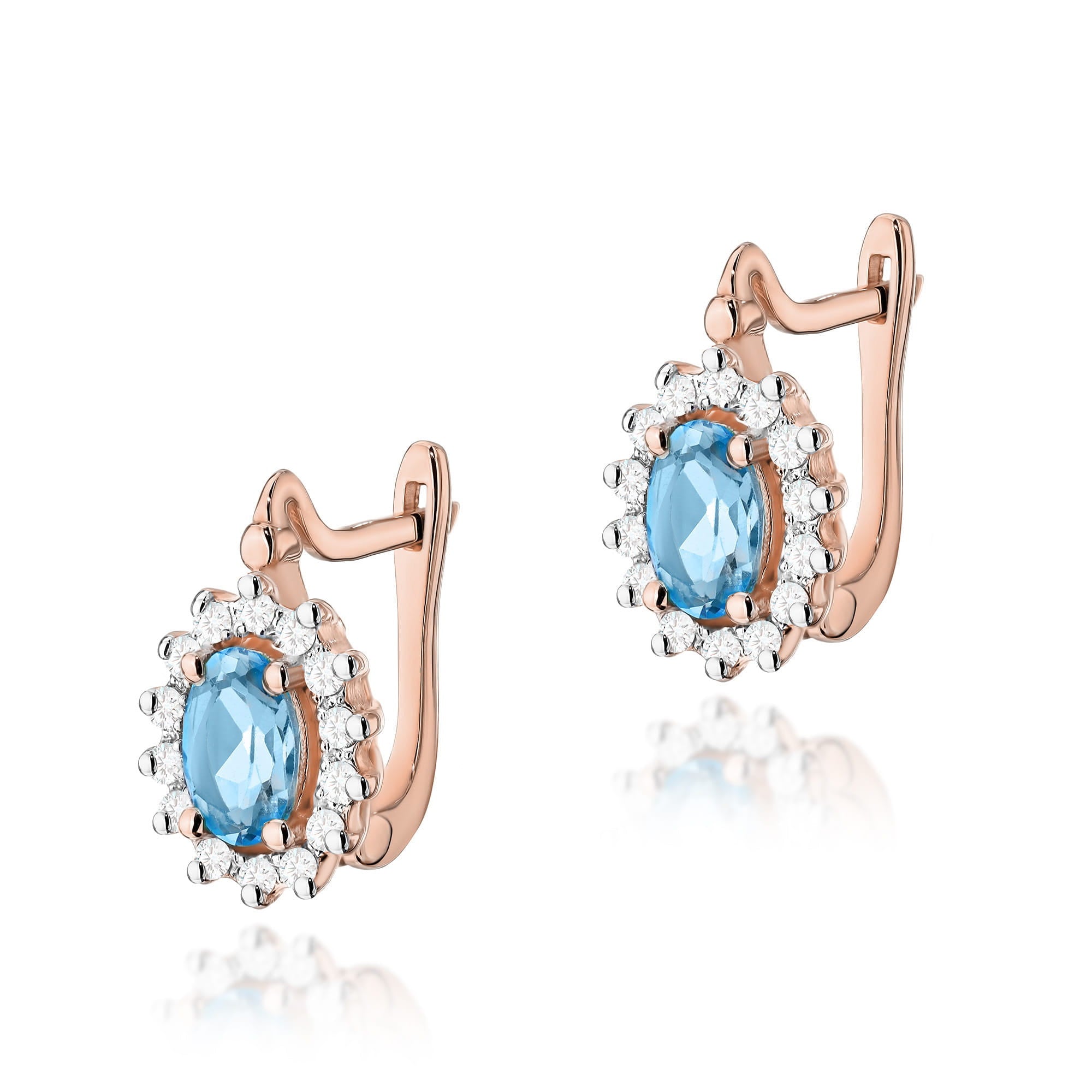 Gold Earrings With Topazes And Diamonds