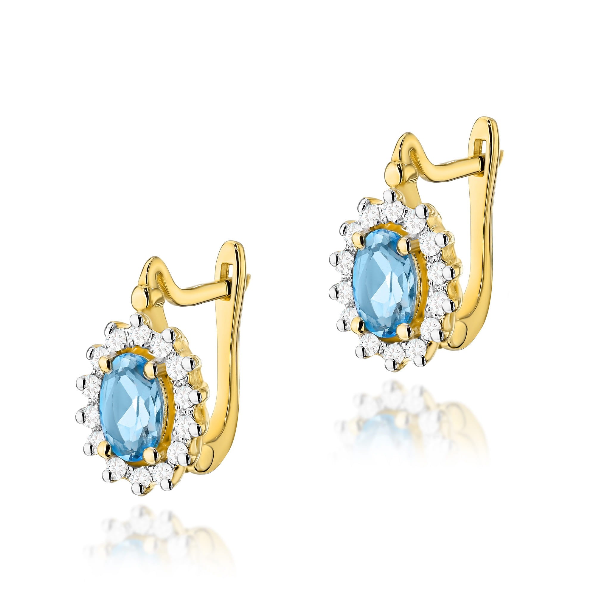 Gold Earrings With Topazes And Diamonds