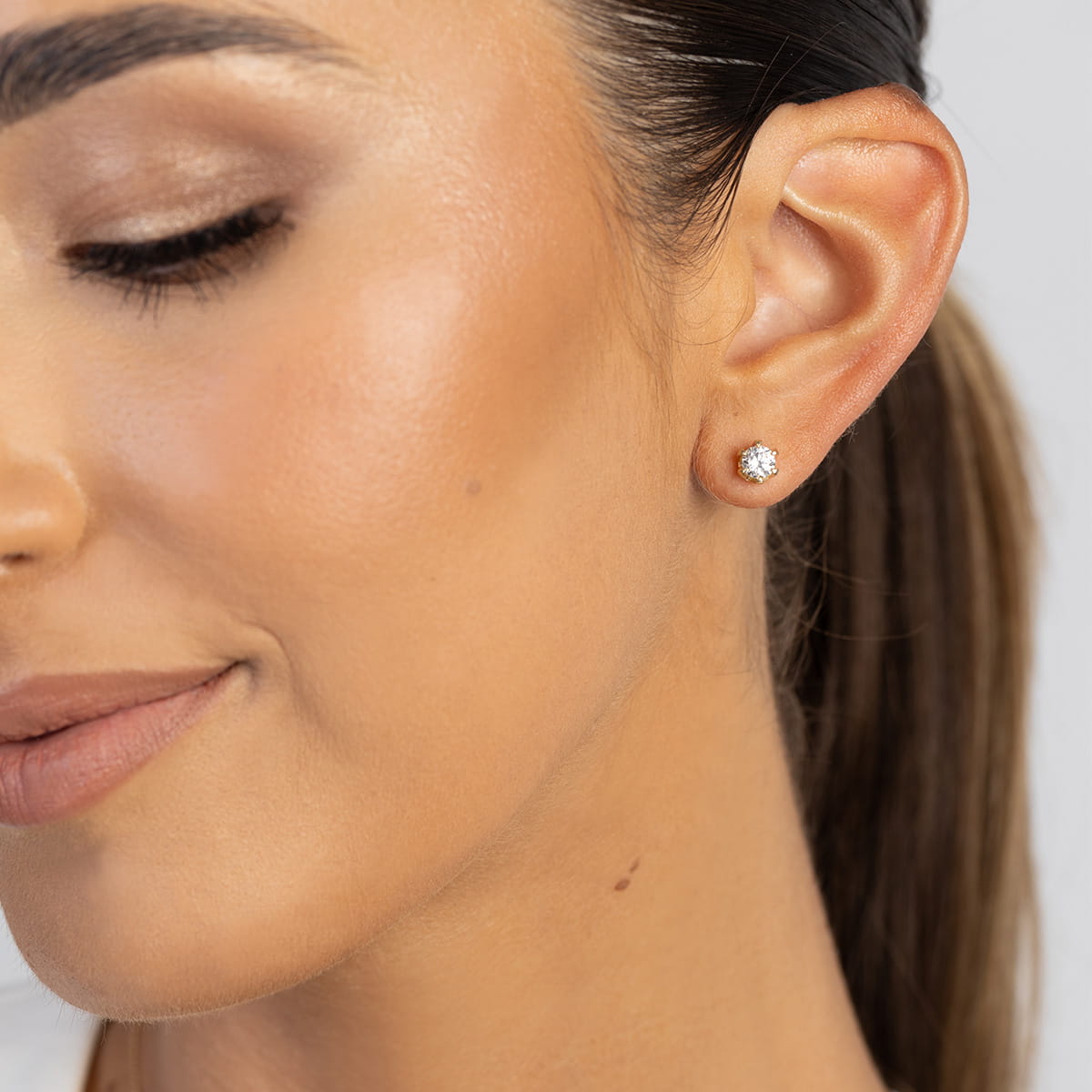 Auksiniai Auskarai Su Laboratoriniais Deimantais