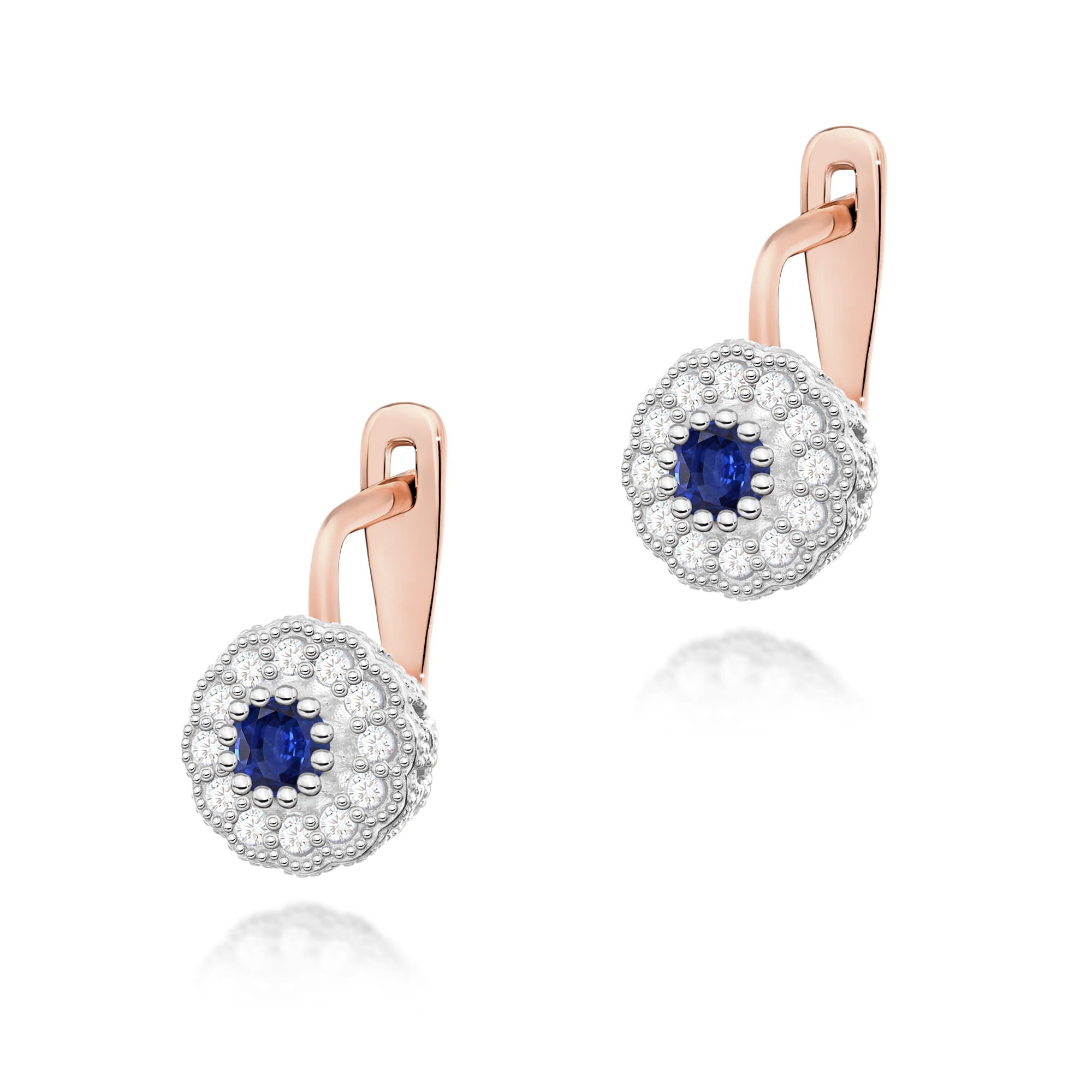 Gold Earrings With Sapphire And Diamonds