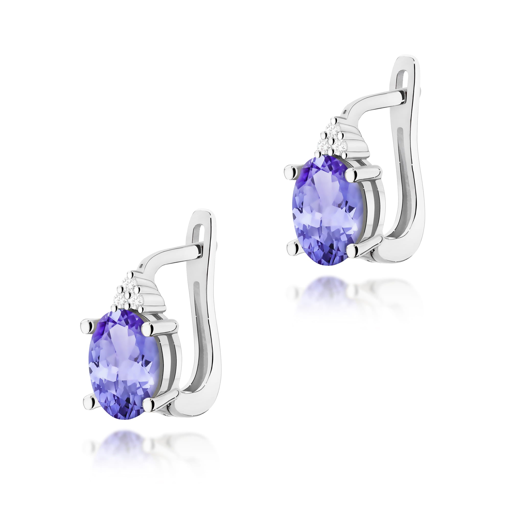 Auksiniai Auskarai Su Tanzanitais Ir Deimantais