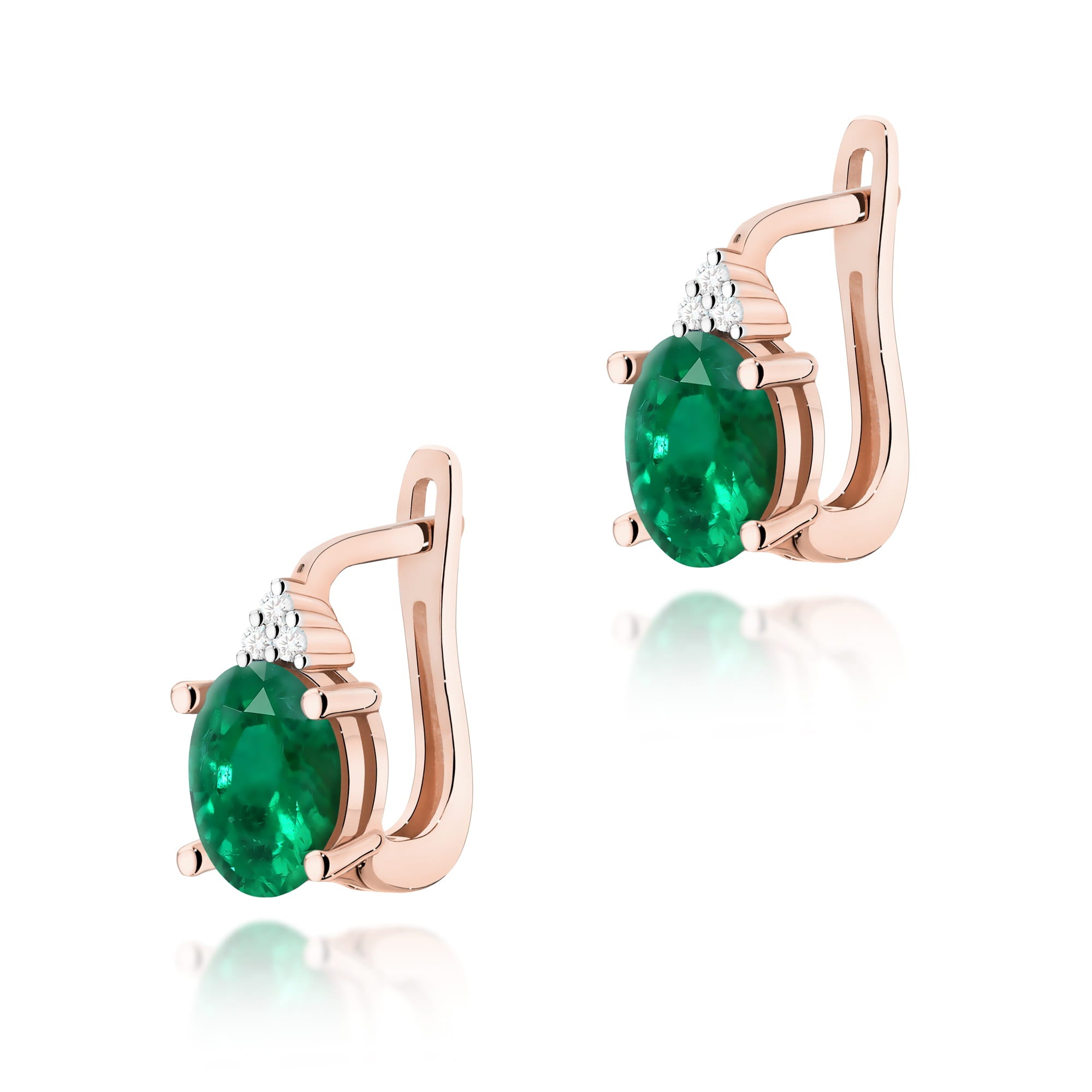 Gold Earrings With Emeralds And Diamonds