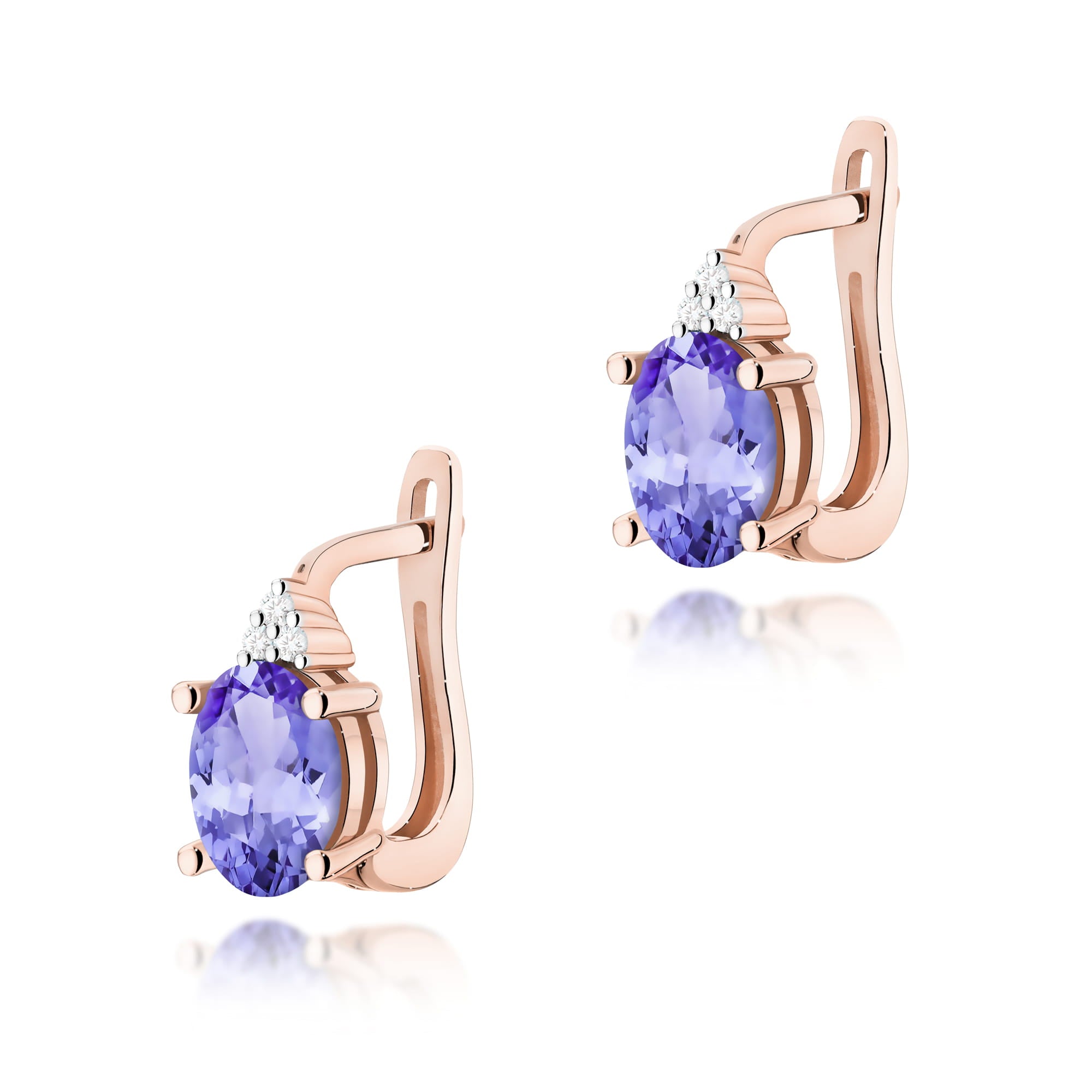 Gold Earrings With Tanzanites And Diamonds