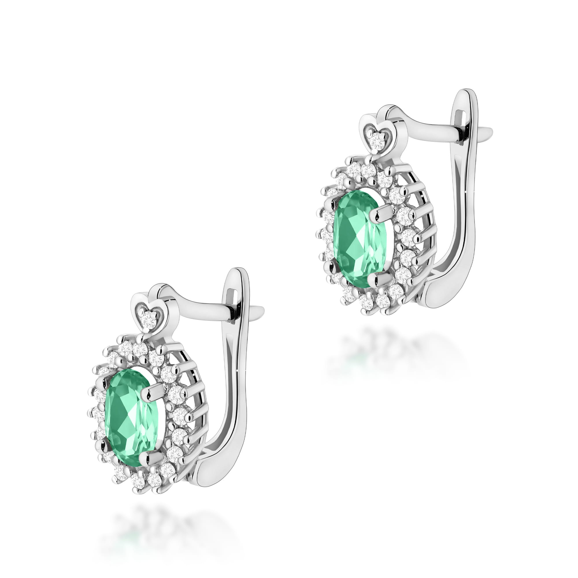 Auksiniai Auskarai Su Smaragdais Ir Deimantais