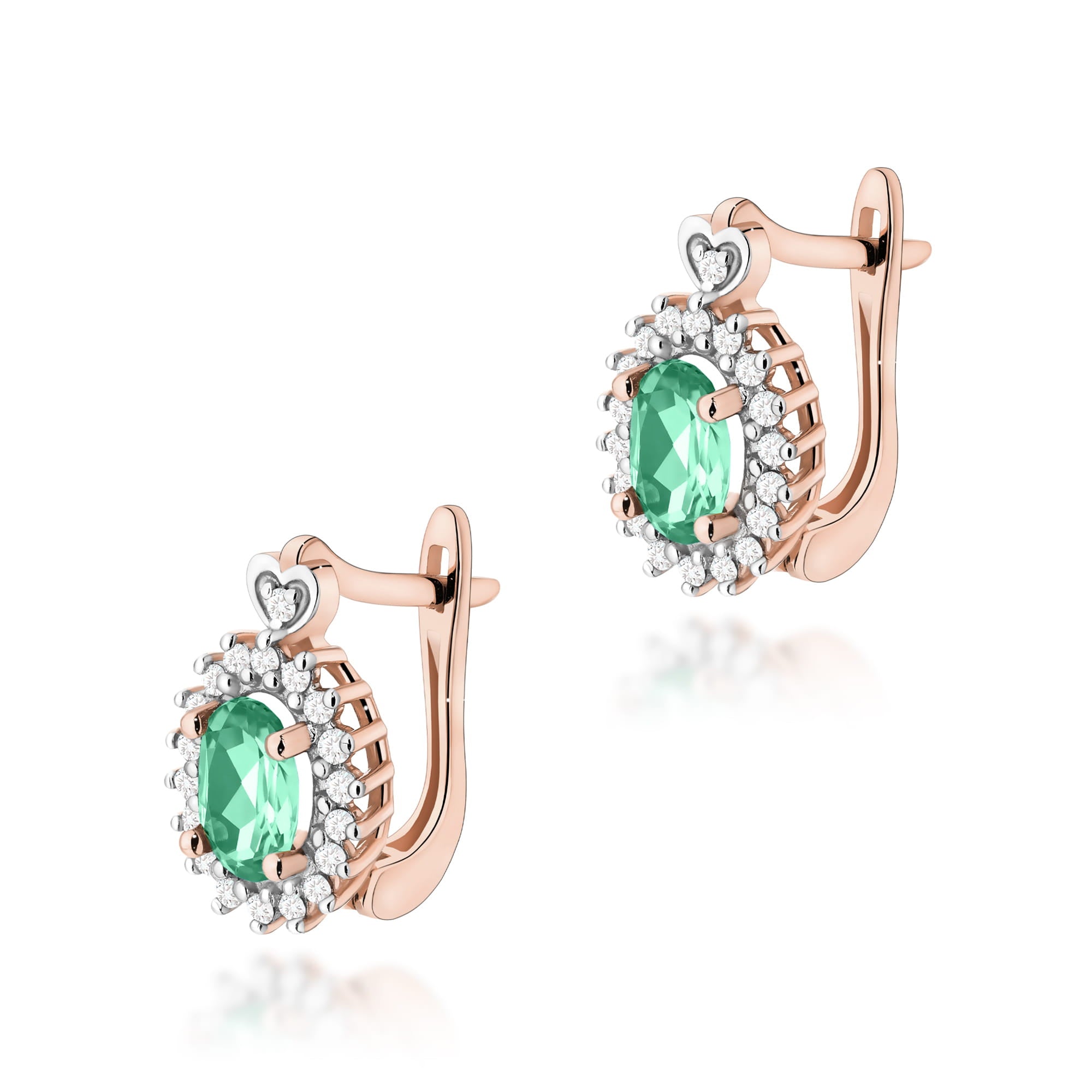Gold Earrings With Emeralds And Diamonds