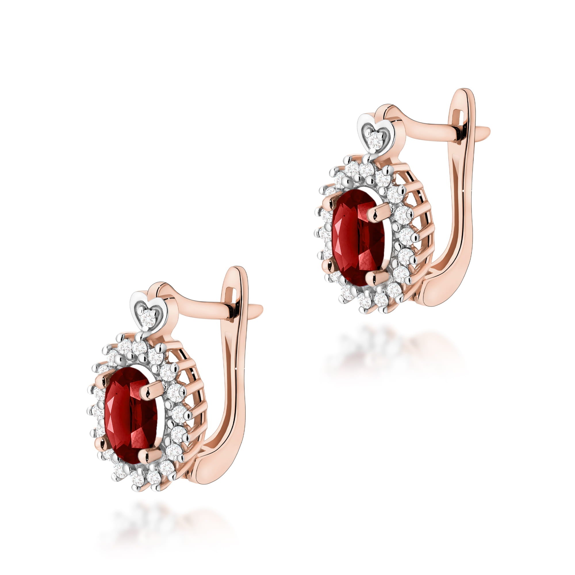 Gold Earrings With Garnets And Diamonds