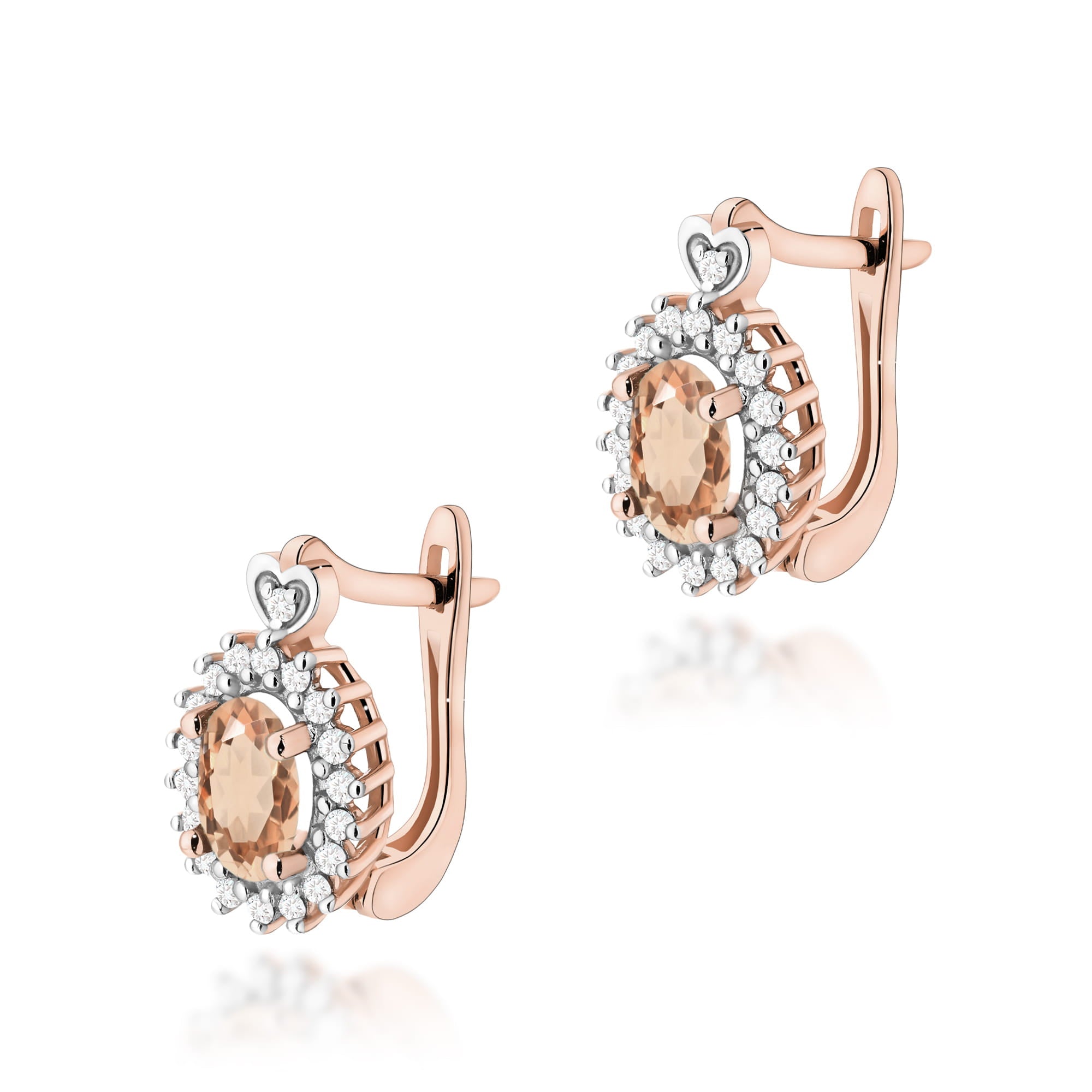 Gold Earrings With Morganites And Diamonds