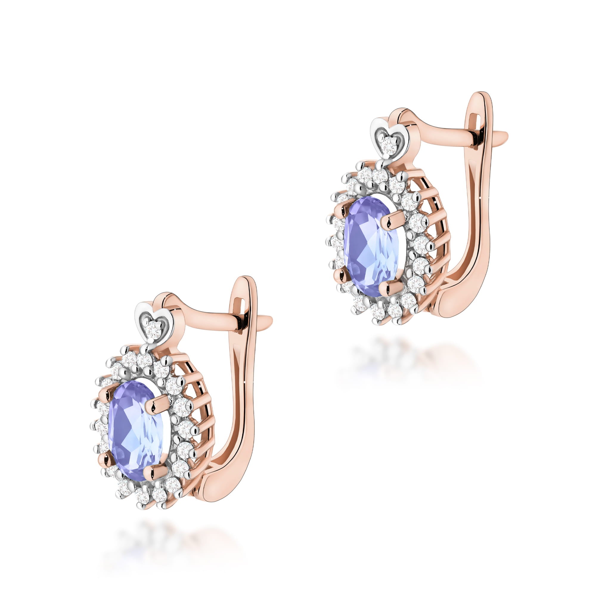 Gold Earrings With Tanzanites And Diamonds