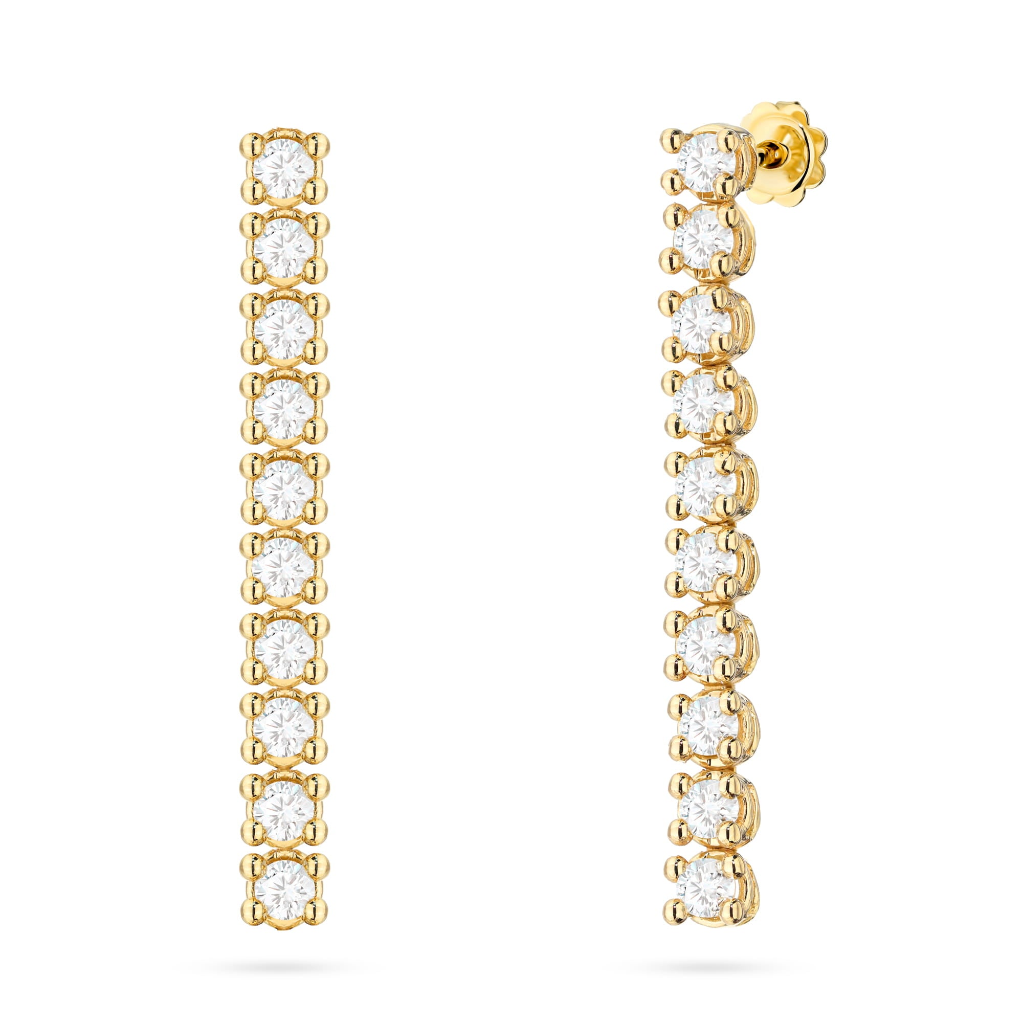 Auksiniai Auskarai Su Laboratoriniais Deimantais